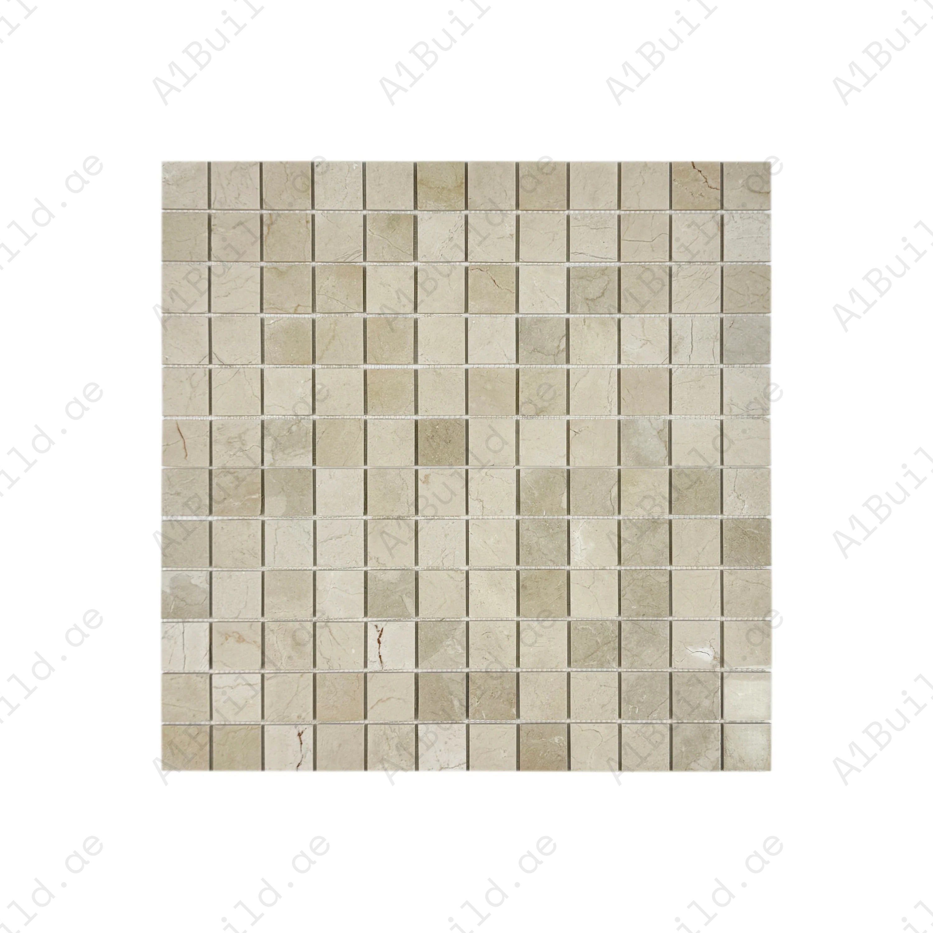 Cream Marfil polished marble mosaic enhances walls, backsplashes, and interiors with warm elegance. Durable, low-maintenance, and crafted for luxury spaces.