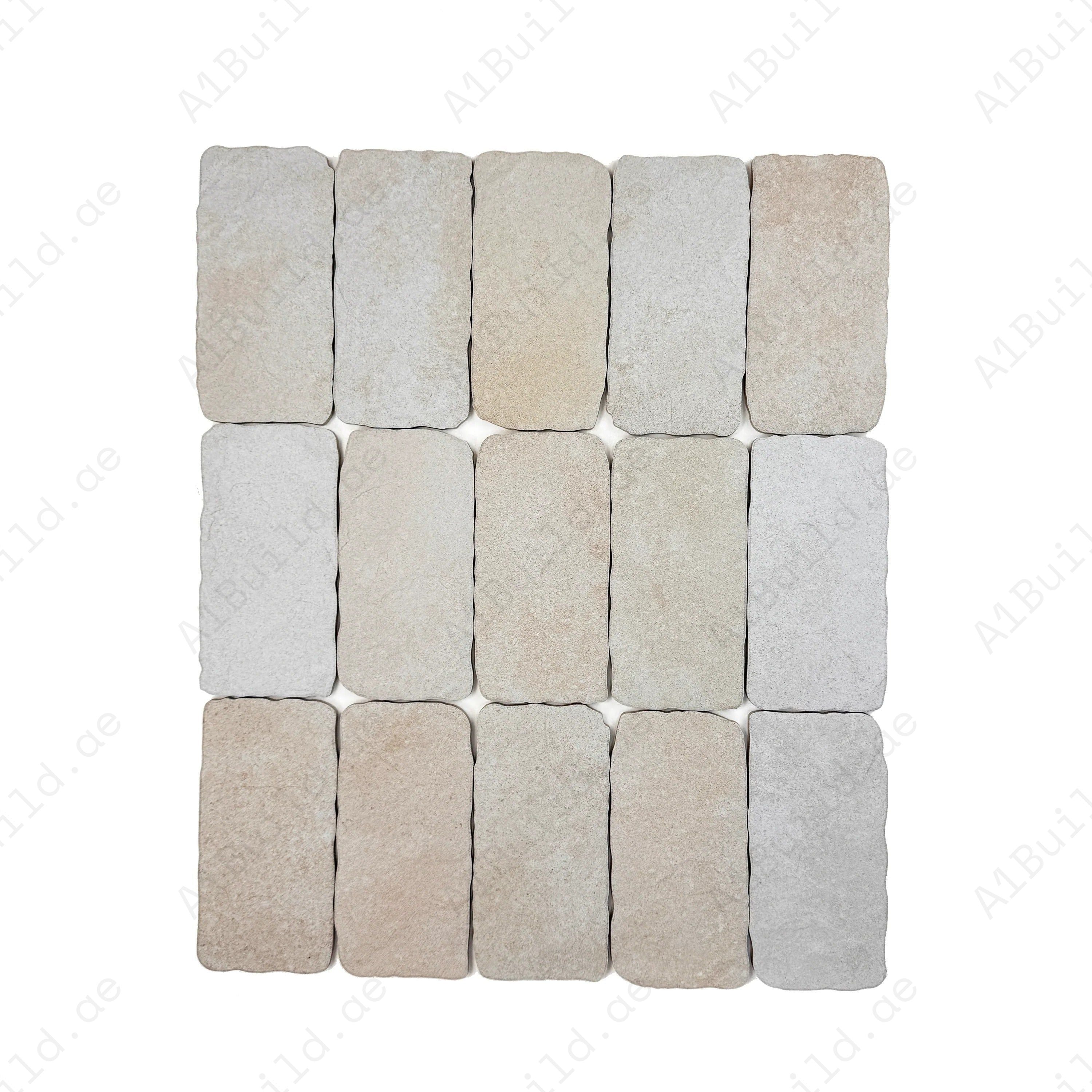 Creamy White Matte Porcelain Artisanal Tile 113x226 mm. Elegant, durable, waterproof porcelain tiles perfect for walls, floors, kitchens, bathrooms, and pools.