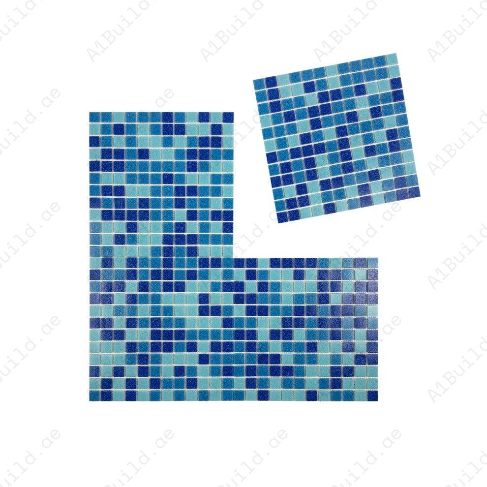 Create vibrant pools & spas with Sky, French & Navy Blue Serene Spectrum glass mosaics. Slip-resistant, UV durable & eco-friendly for lasting aquatic beauty.