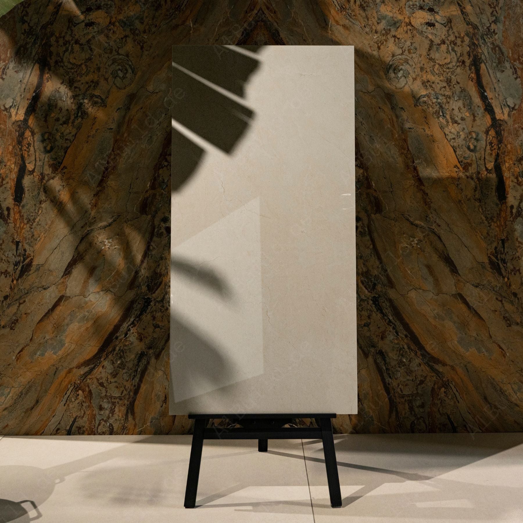Crema Marfil glossy marble effect porcelain tile 60x120cm with 9mm thickness, perfect for elegant and timeless interiors.