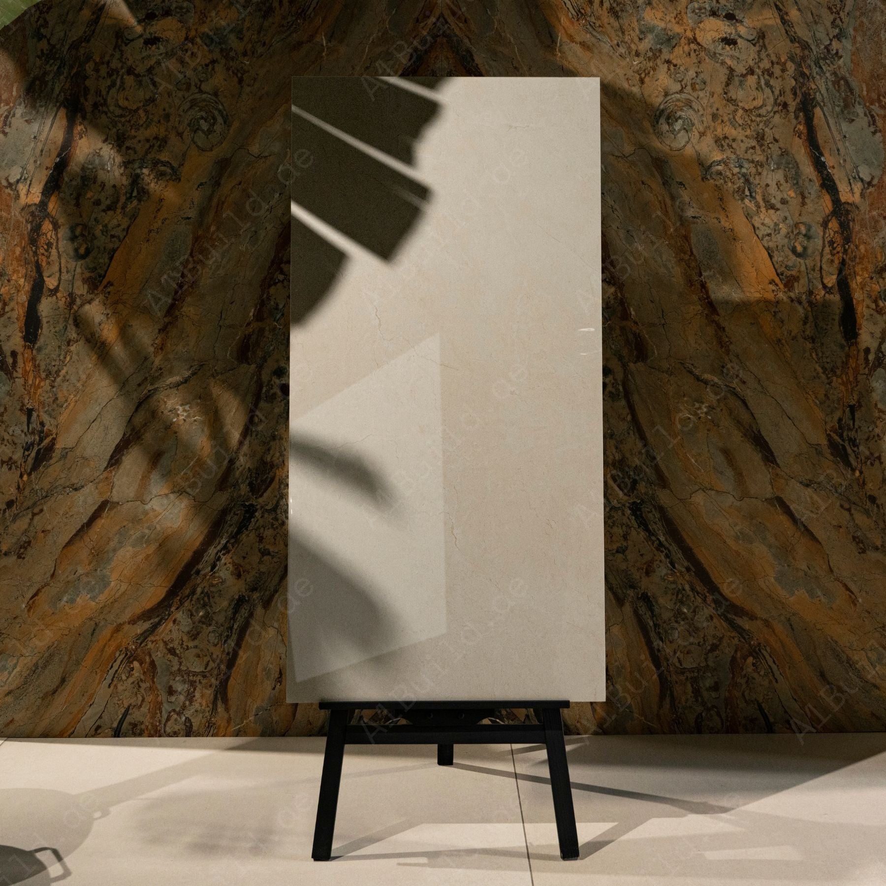 Crema Marfil glossy marble effect porcelain tile 60x120cm with 9mm thickness, perfect for elegant and timeless interiors.