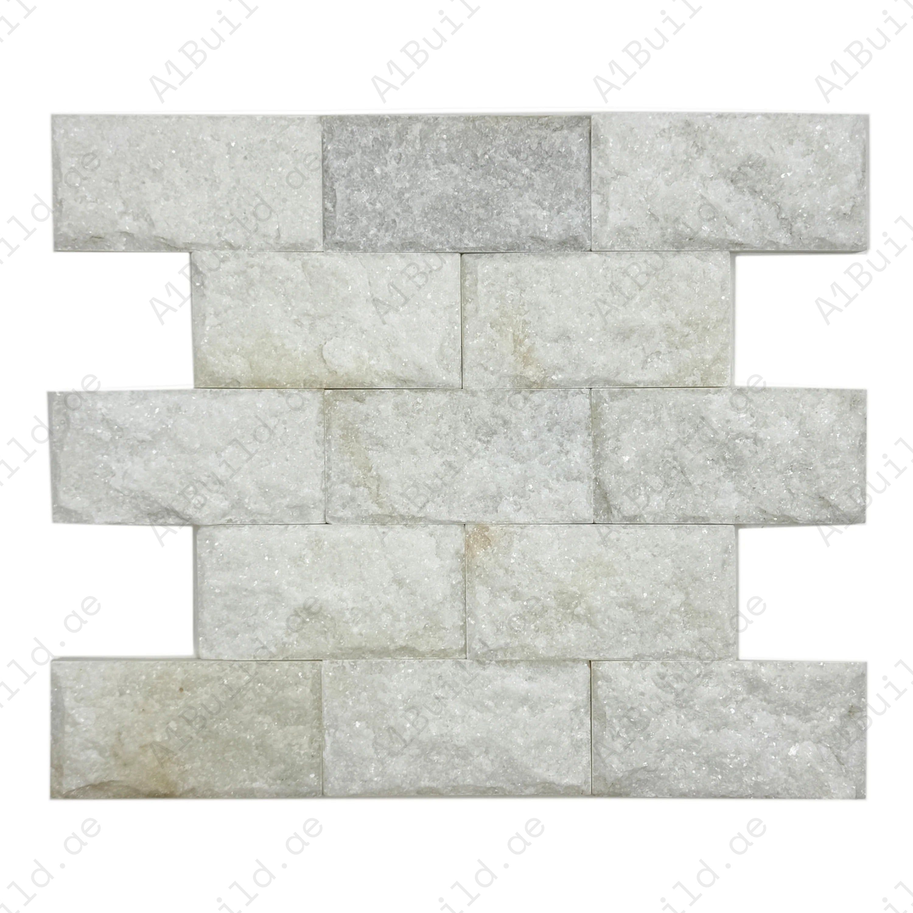 Crystal White Mushroom marble wall cladding in premium slate stone with soft white and grey tones, perfect for walls, feature areas, and elegant interiors.