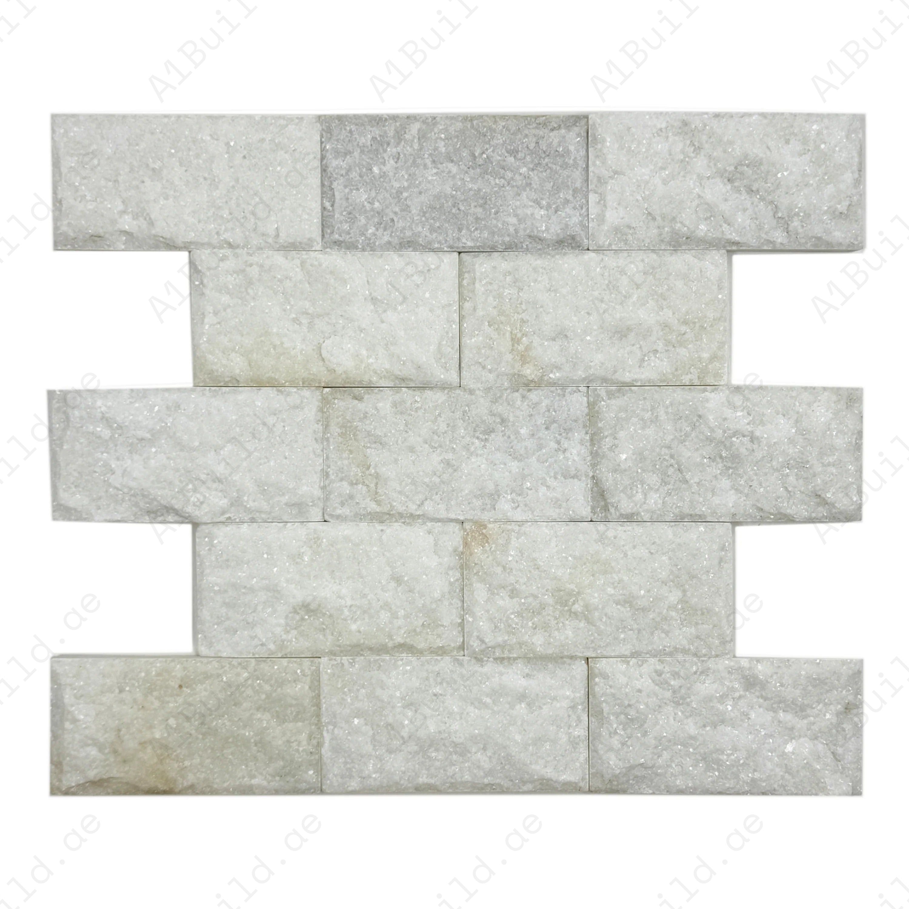 Crystal White Mushroom marble wall cladding in premium slate stone with soft white and grey tones, perfect for walls, feature areas, and elegant interiors.