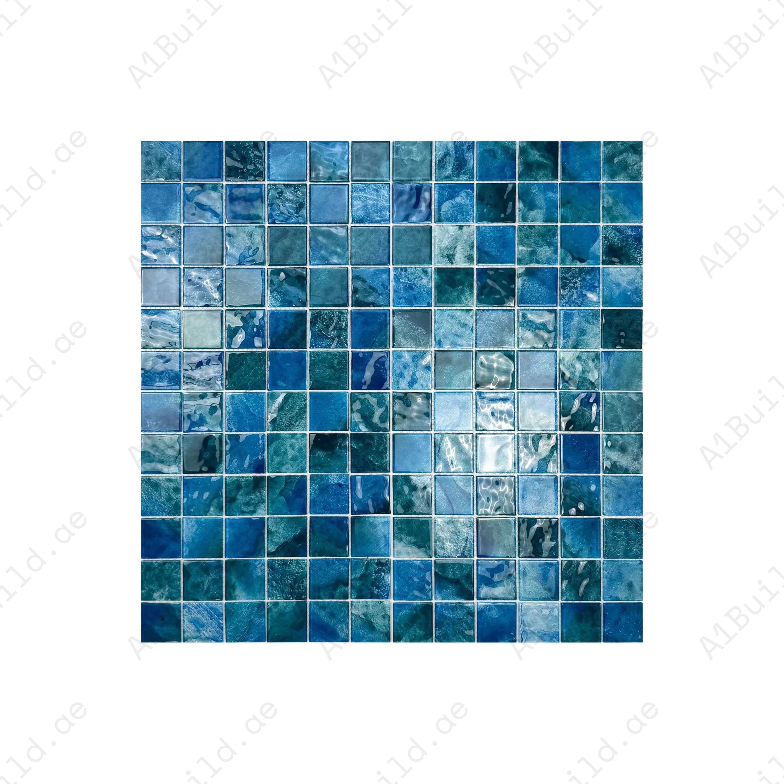 Cyan Blue, Sky Blue & Tiffany Blue glass mosaic tile for pools, spas & walls. Durable, slip-resistant, eco-friendly & perfect for Dubai luxury projects.