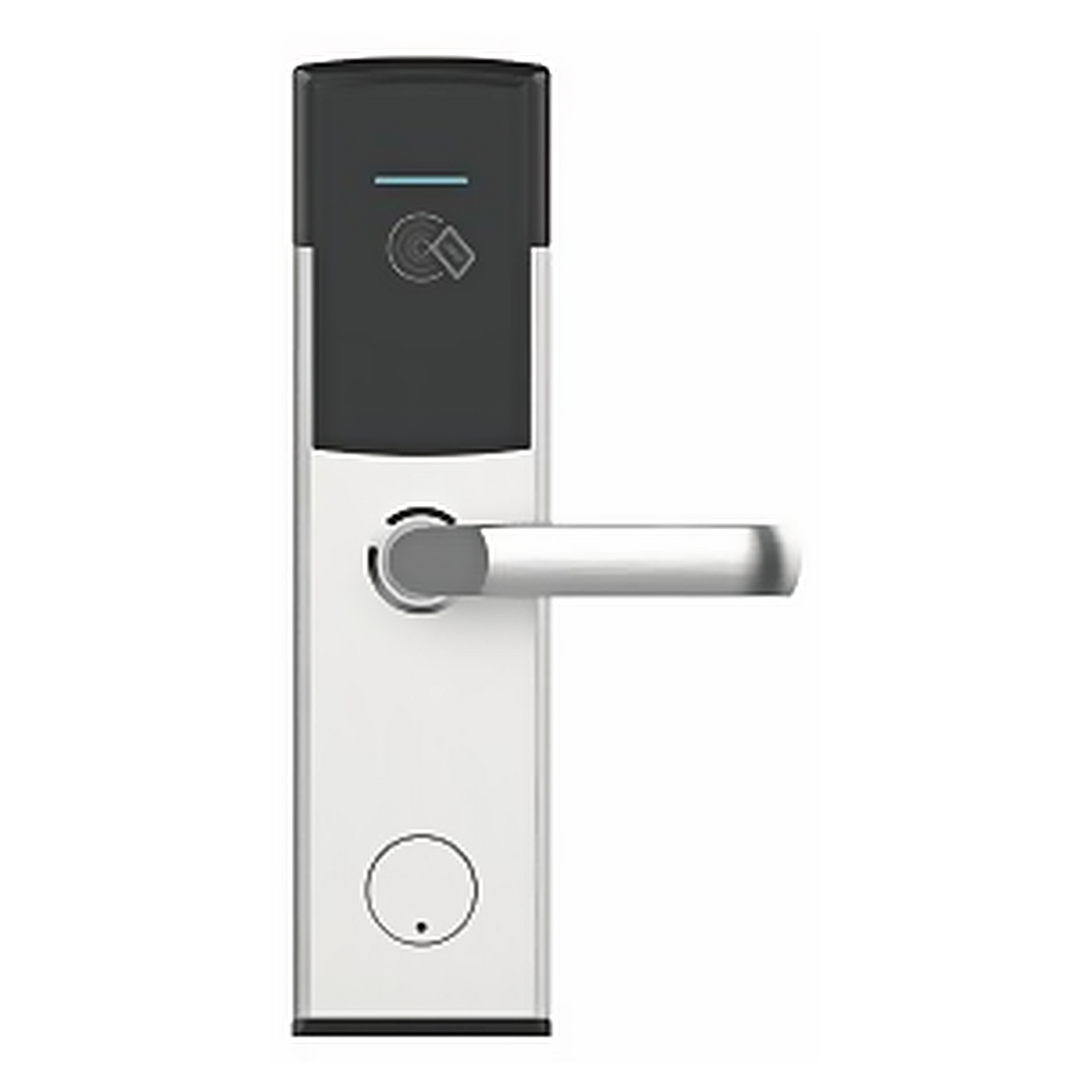 DL.HM1.2440 stainless steel hotel card lock from the Hotel Lock Door Lock Series. Mifare 1 card reading, 302.5 mm plate and over 15,000 battery cycles. Designed for reliable everyday performance.