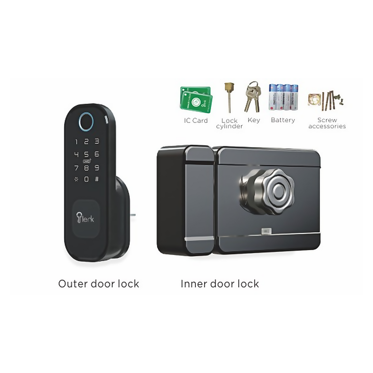 DL.NT.2417.BLK aluminium alloy smart door lock from the Hotel Lock Door Lock Series. C-level cylinder with fingerprint, password, IC card, app and key unlocking. Designed for reliable everyday performance.