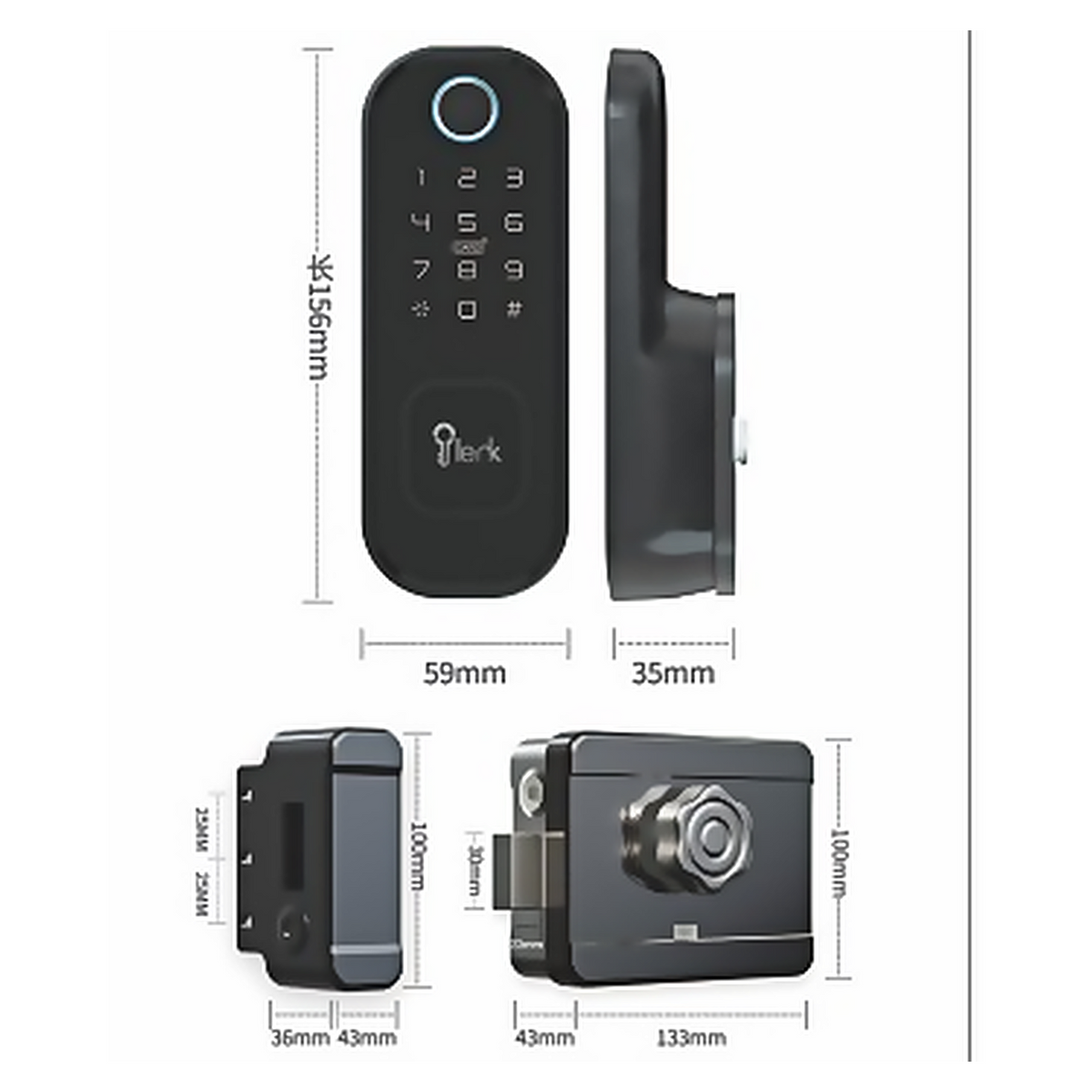 DL.NT.2417.BLK aluminium alloy smart door lock from the Hotel Lock Door Lock Series. C-level cylinder with fingerprint, password, IC card, app and key unlocking. Designed for reliable everyday performance.