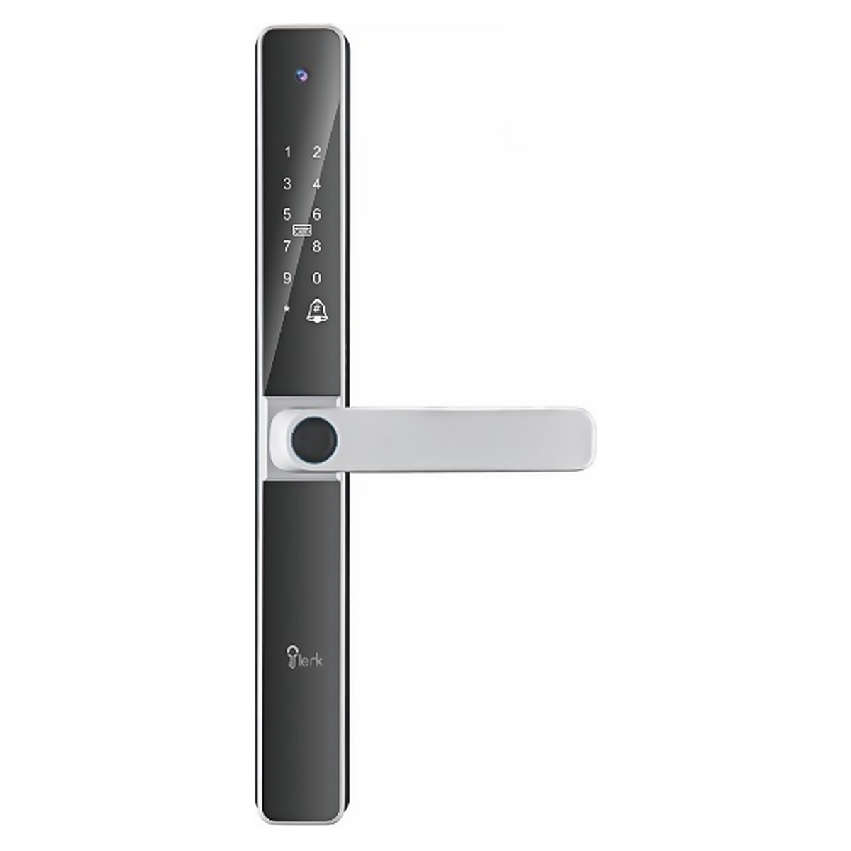 DL.P.2408 premium smart door lock in Silver. 37 mm ultra-narrow panel with fingerprint, card, password, key and optional remote unlocking. Reliable, convenient everyday access for homes, offices and rentals.