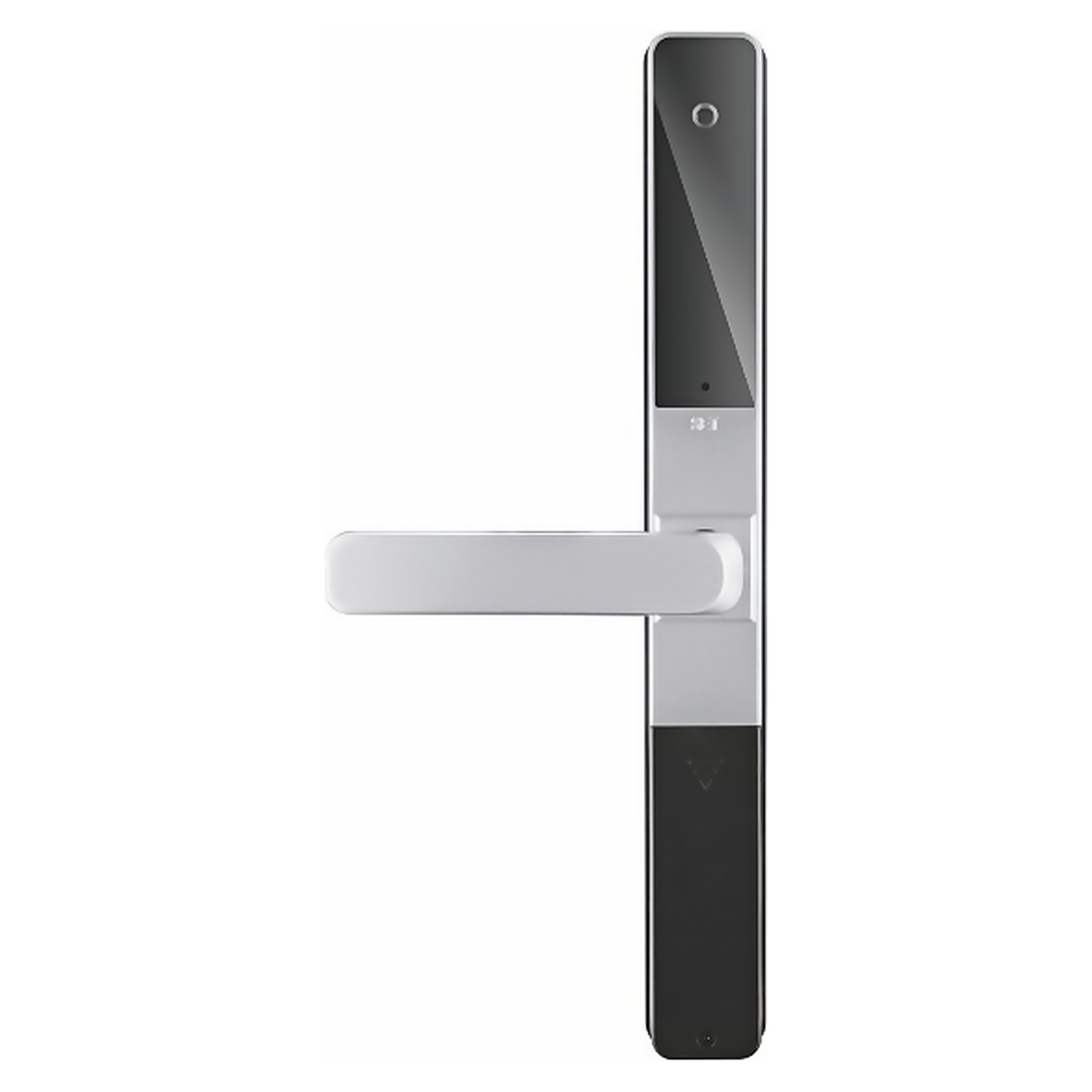 DL.P.2408 premium smart door lock in Silver. 37 mm ultra-narrow panel with fingerprint, card, password, key and optional remote unlocking. Reliable, convenient everyday access for homes, offices and rentals.