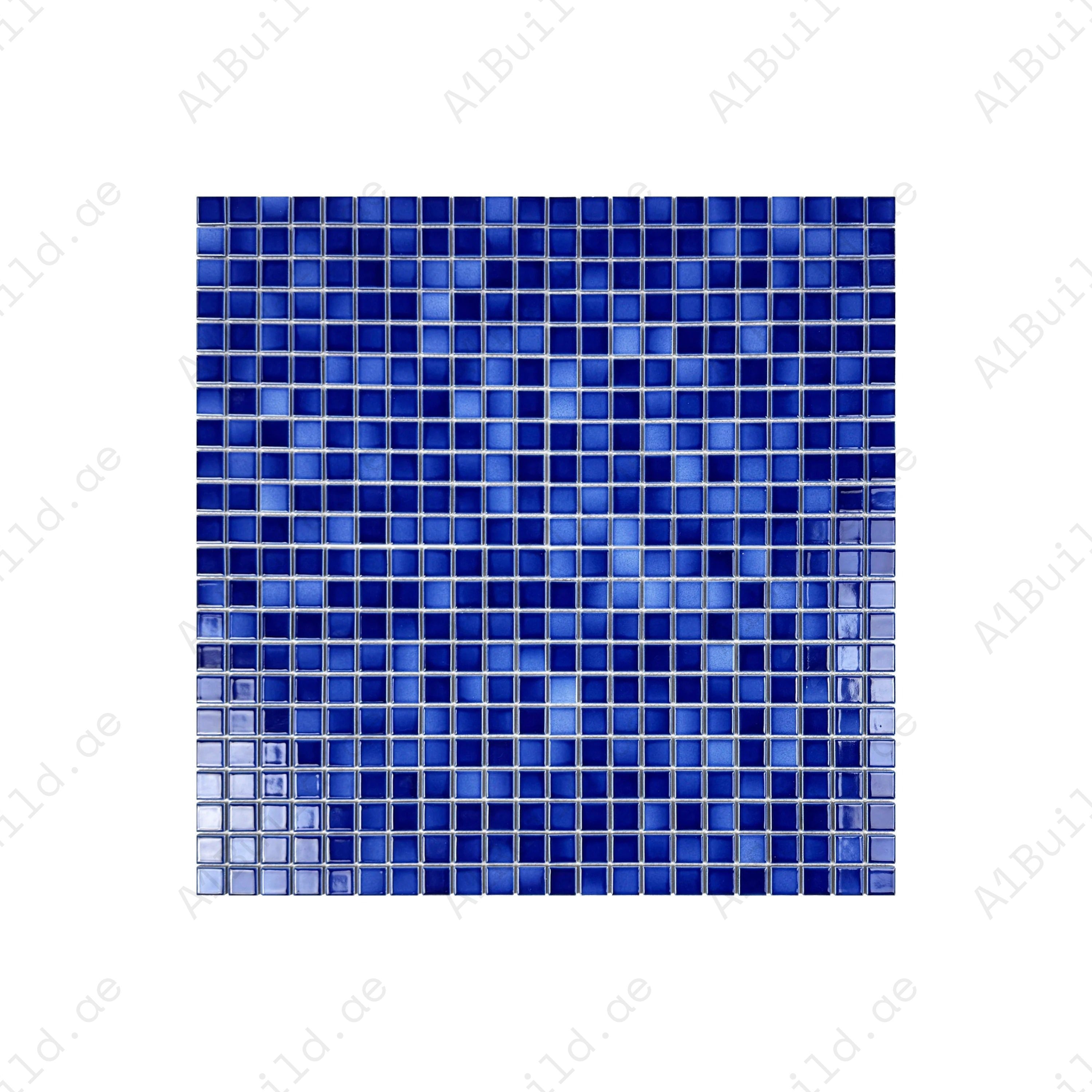 Dark Blue crystalline glazed porcelain mosaic for pools, spas & walls. Durable, slip-resistant, eco-friendly & perfect for Dubai luxury aquatic projects.