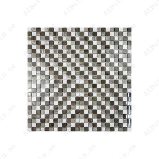 Dark & Light Emperador with Cream Marfil polished marble mosaic features a regular pattern for elegant walls, backsplashes, and interiors. Durable and refined.