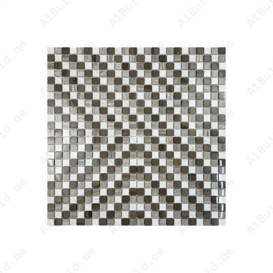 Dark & Light Emperador with Cream Marfil polished marble mosaic features a regular pattern for elegant walls, backsplashes, and interiors. Durable and refined.