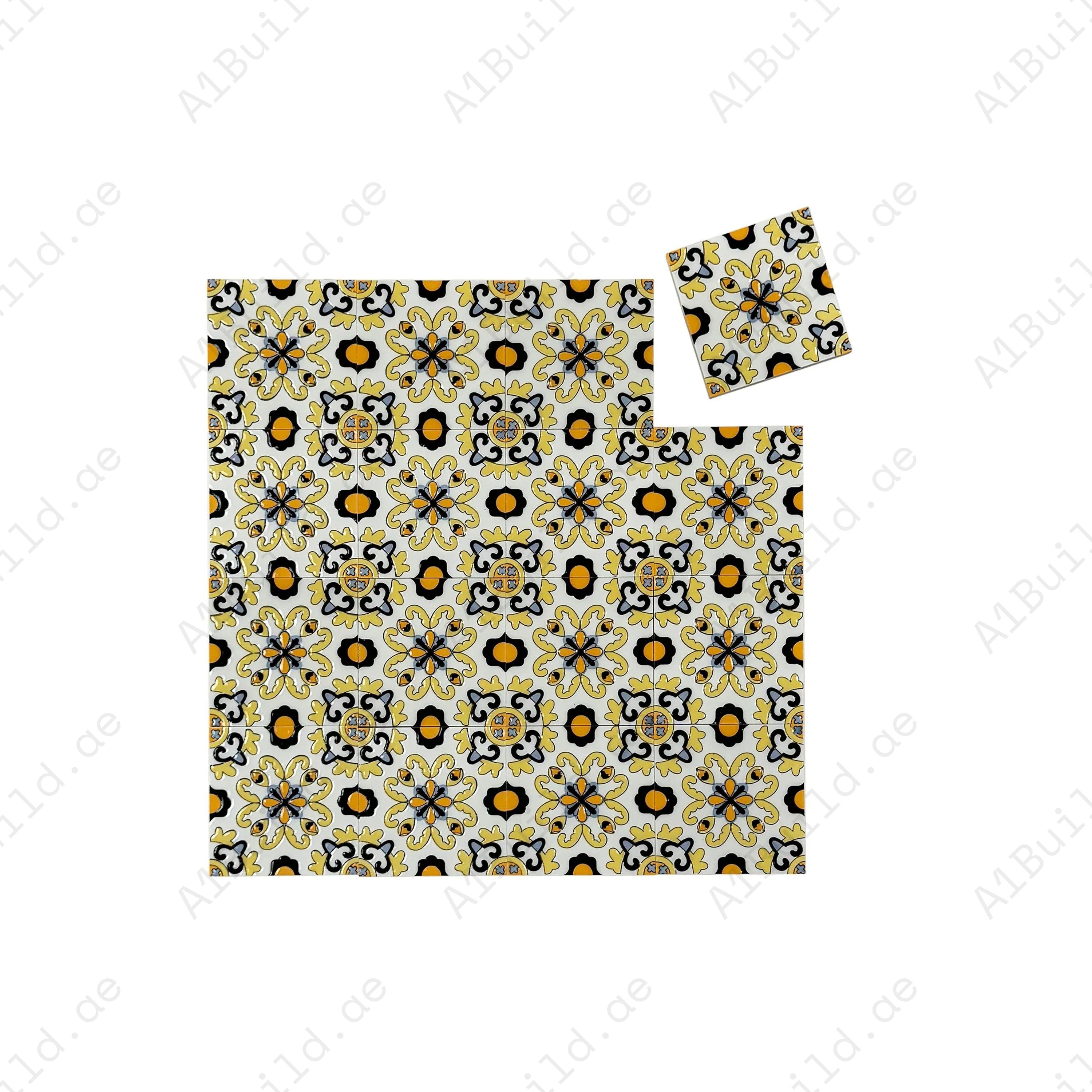 Desert Jewel Moroccan Glossy Ceramic Tile Pattern 01 durable, water-resistant, and elegant. Ideal for kitchen backsplash, bathroom, and feature wall designs.