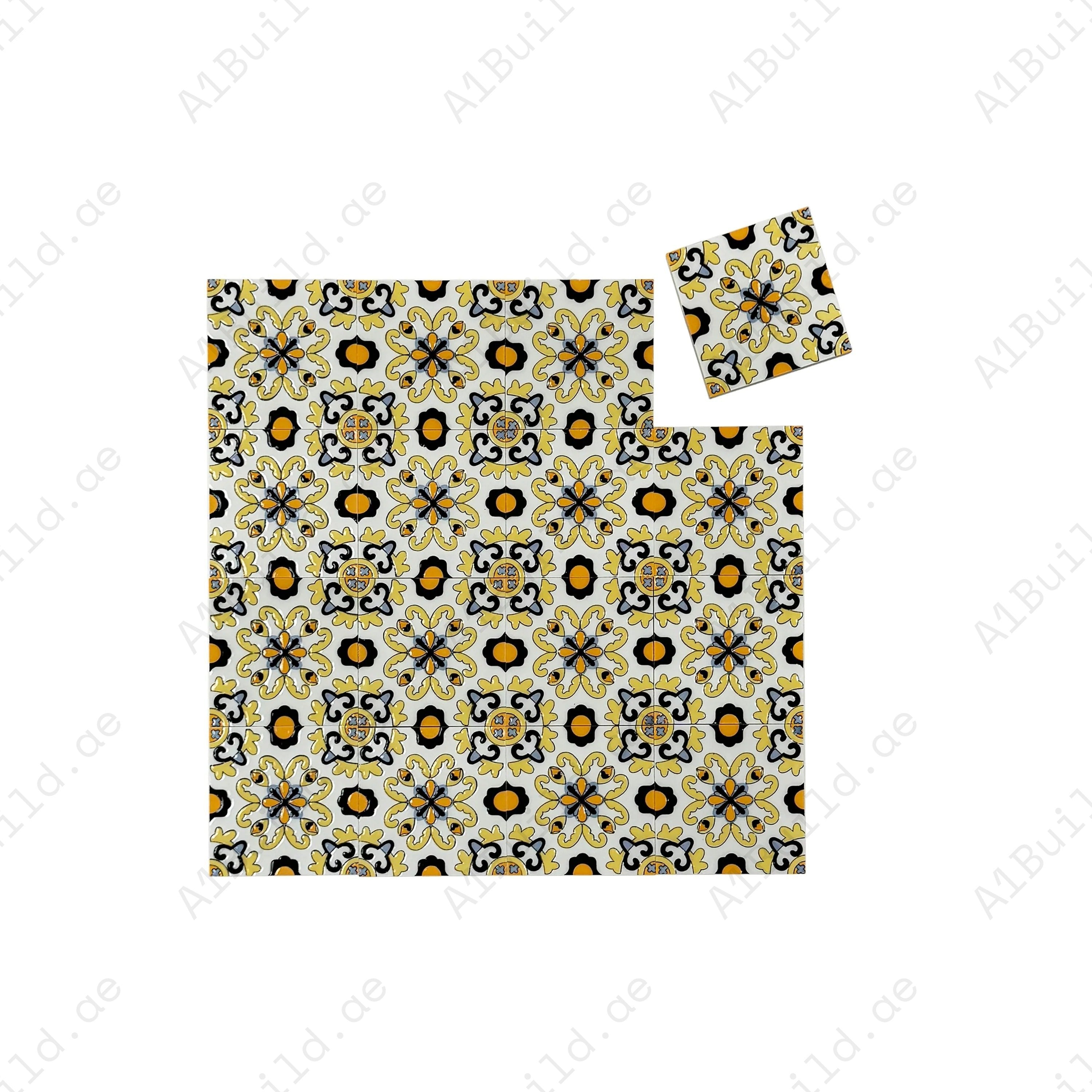 Desert Jewel Moroccan Glossy Ceramic Tile Pattern 01 durable, water-resistant, and elegant. Ideal for kitchen backsplash, bathroom, and feature wall designs.