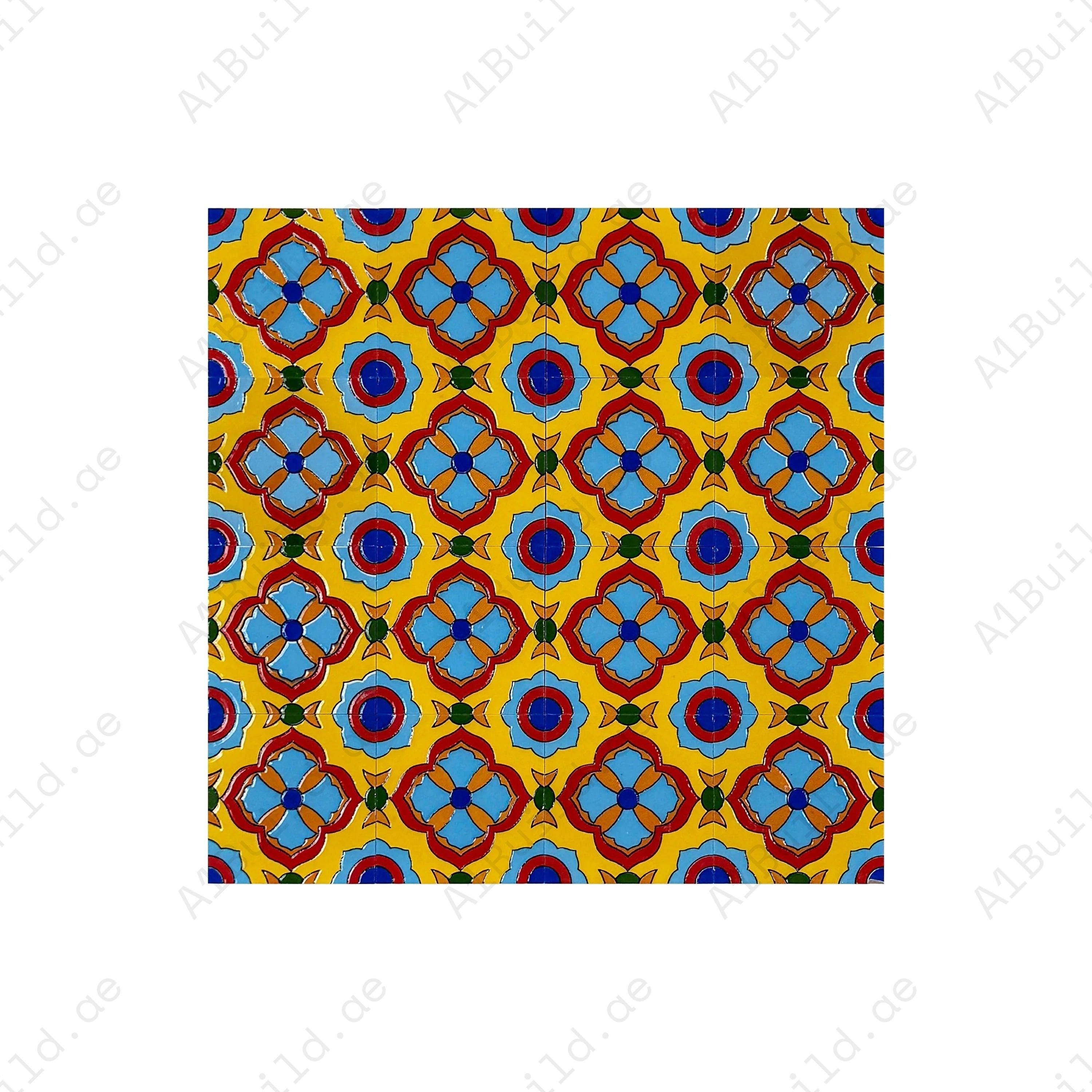 Desert Jewel Moroccan Style Glossy Ceramic Tile Pattern 07 combines timeless design with durability. Ideal for walls, kitchens, and bathrooms; easy to clean.