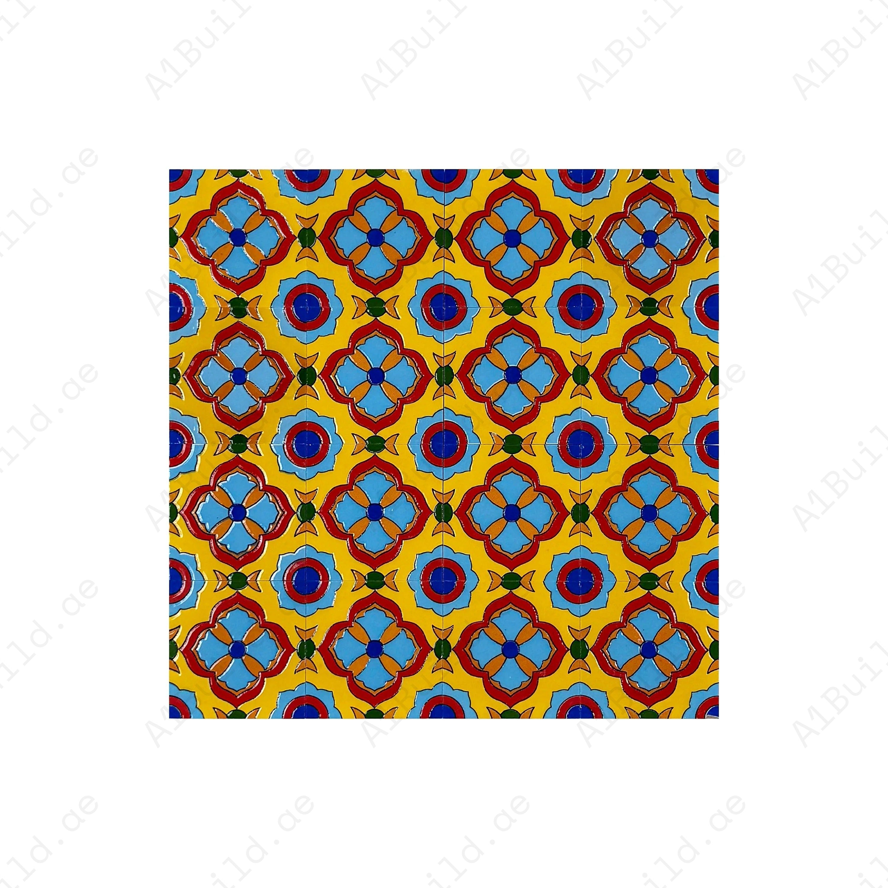 Desert Jewel Moroccan Style Glossy Ceramic Tile Pattern 07 combines timeless design with durability. Ideal for walls, kitchens, and bathrooms; easy to clean.