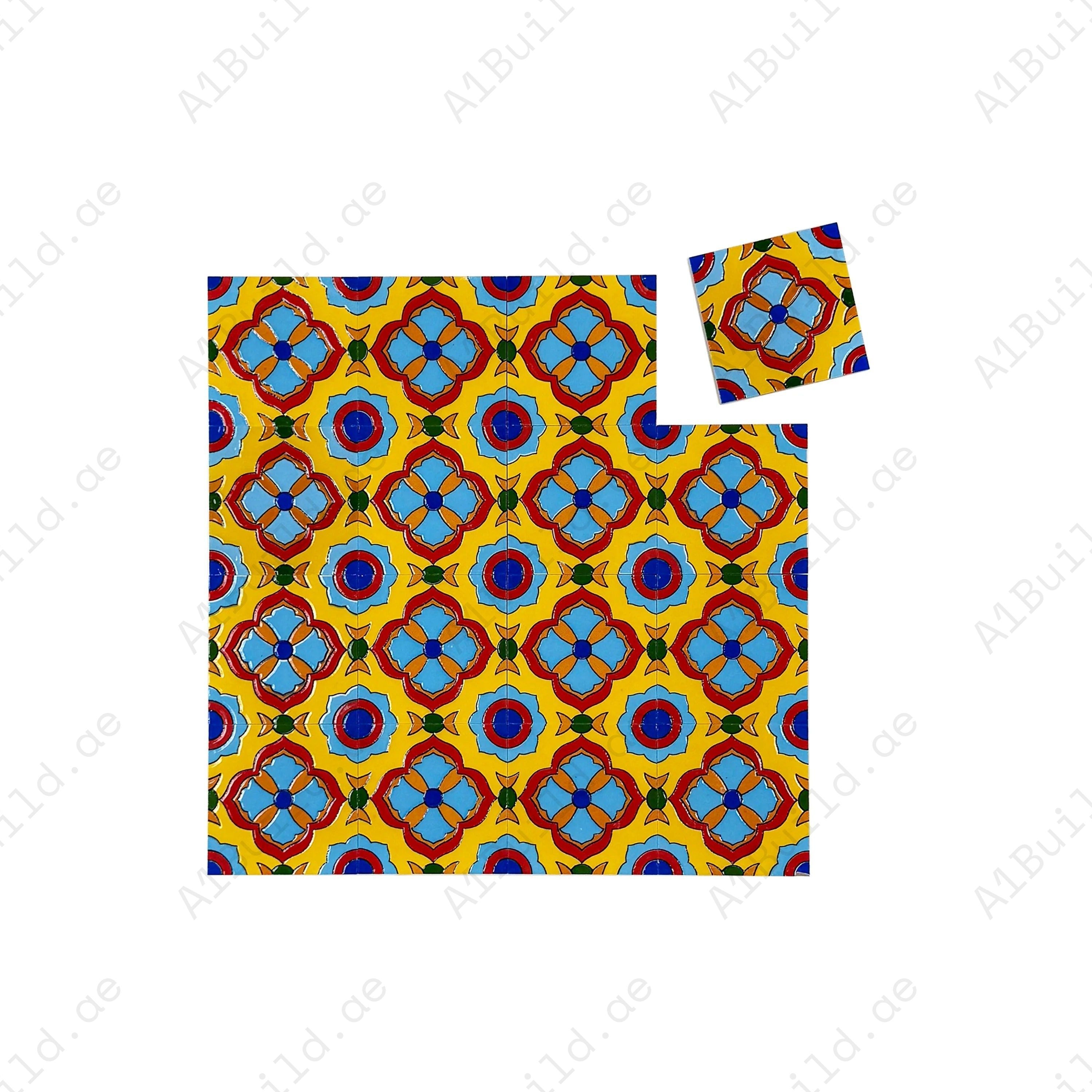 Desert Jewel Moroccan Style Glossy Ceramic Tile Pattern 07 combines timeless design with durability. Ideal for walls, kitchens, and bathrooms; easy to clean.