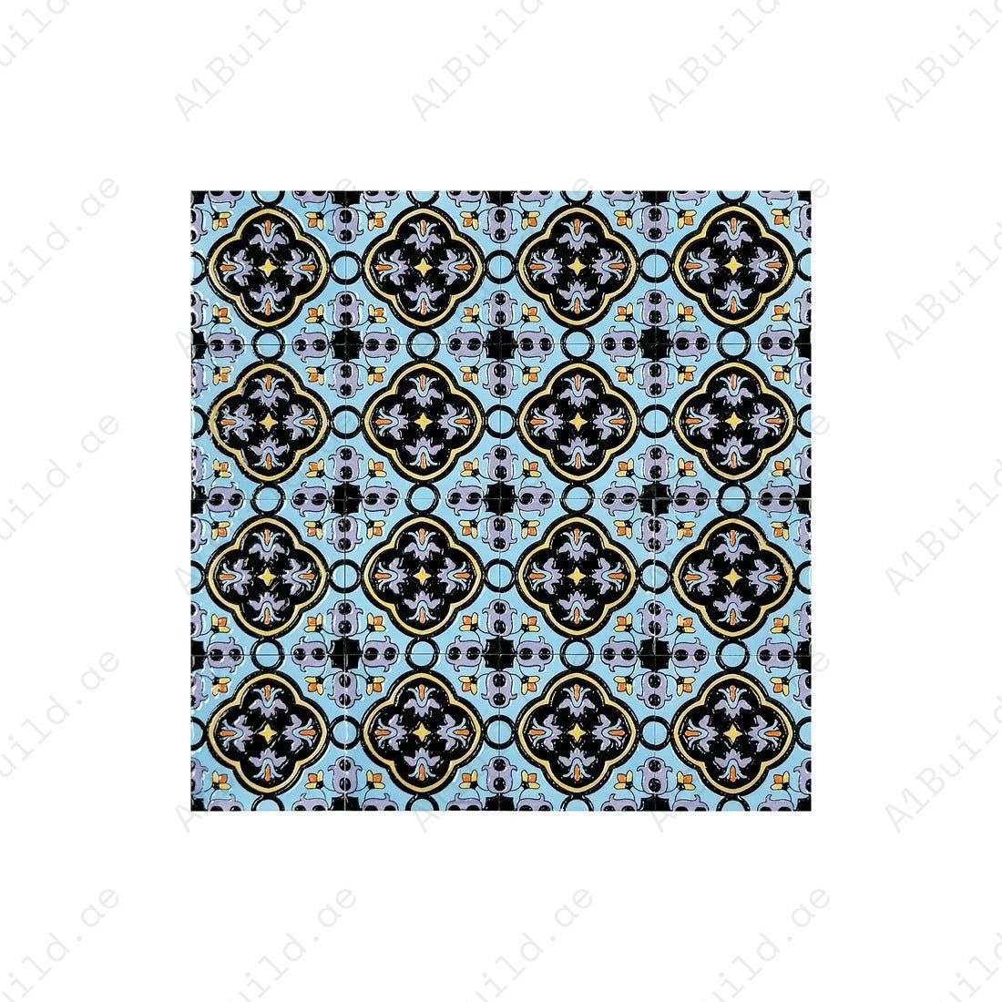 Desert Jewel Moroccan Style Glossy Ceramic Tile Pattern 09 features classic Moroccan charm with a glossy finish. Perfect for walls, kitchens, and bathrooms.