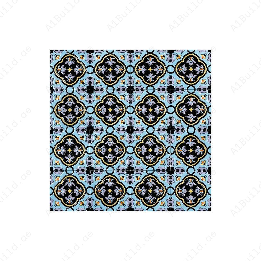 Desert Jewel Moroccan Style Glossy Ceramic Tile Pattern 09 features classic Moroccan charm with a glossy finish. Perfect for walls, kitchens, and bathrooms.