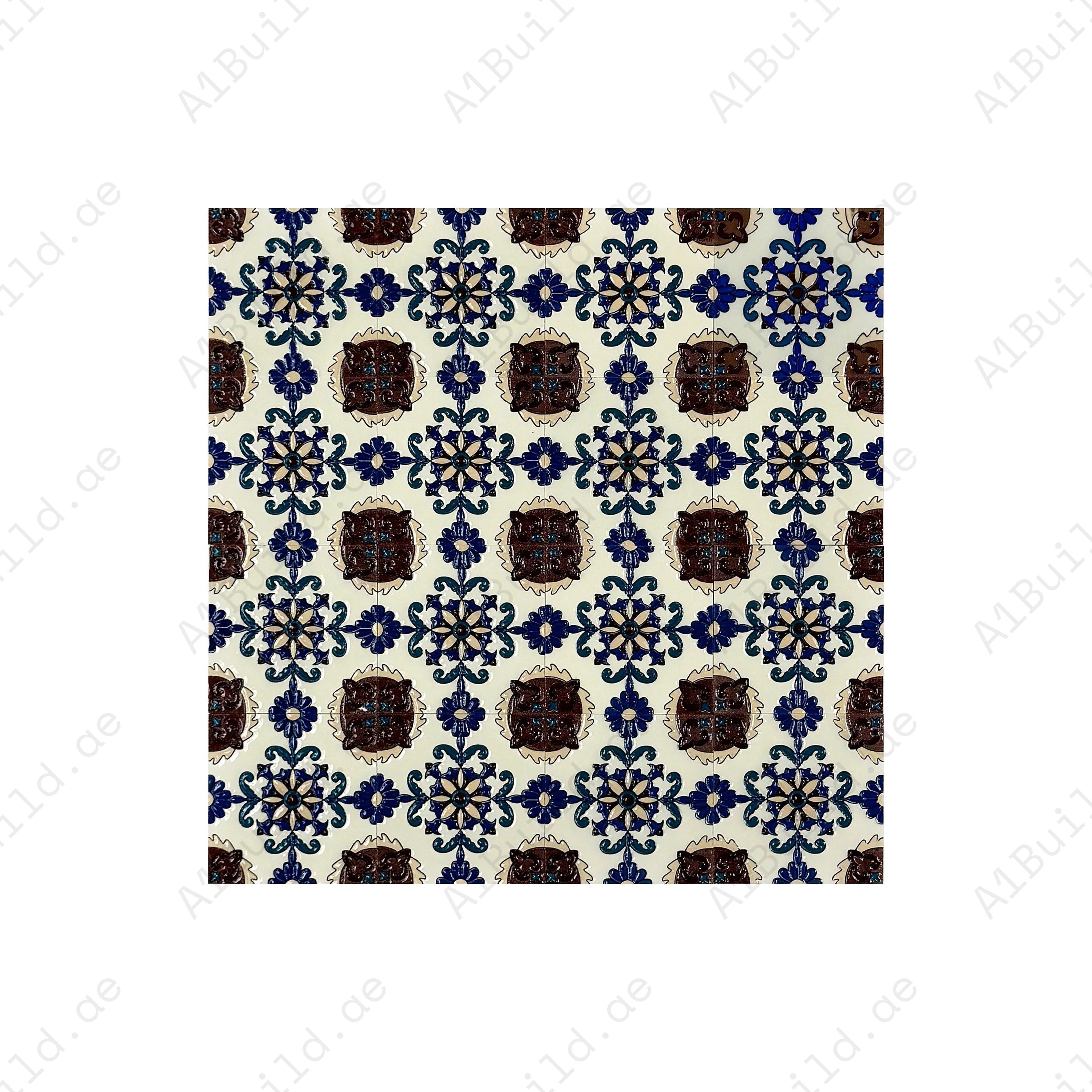 Desert Jewel Moroccan Style Glossy Ceramic Tile Pattern 10 offers elegant Moroccan artistry with a glossy surface. Perfect for walls, kitchens, and bathrooms.