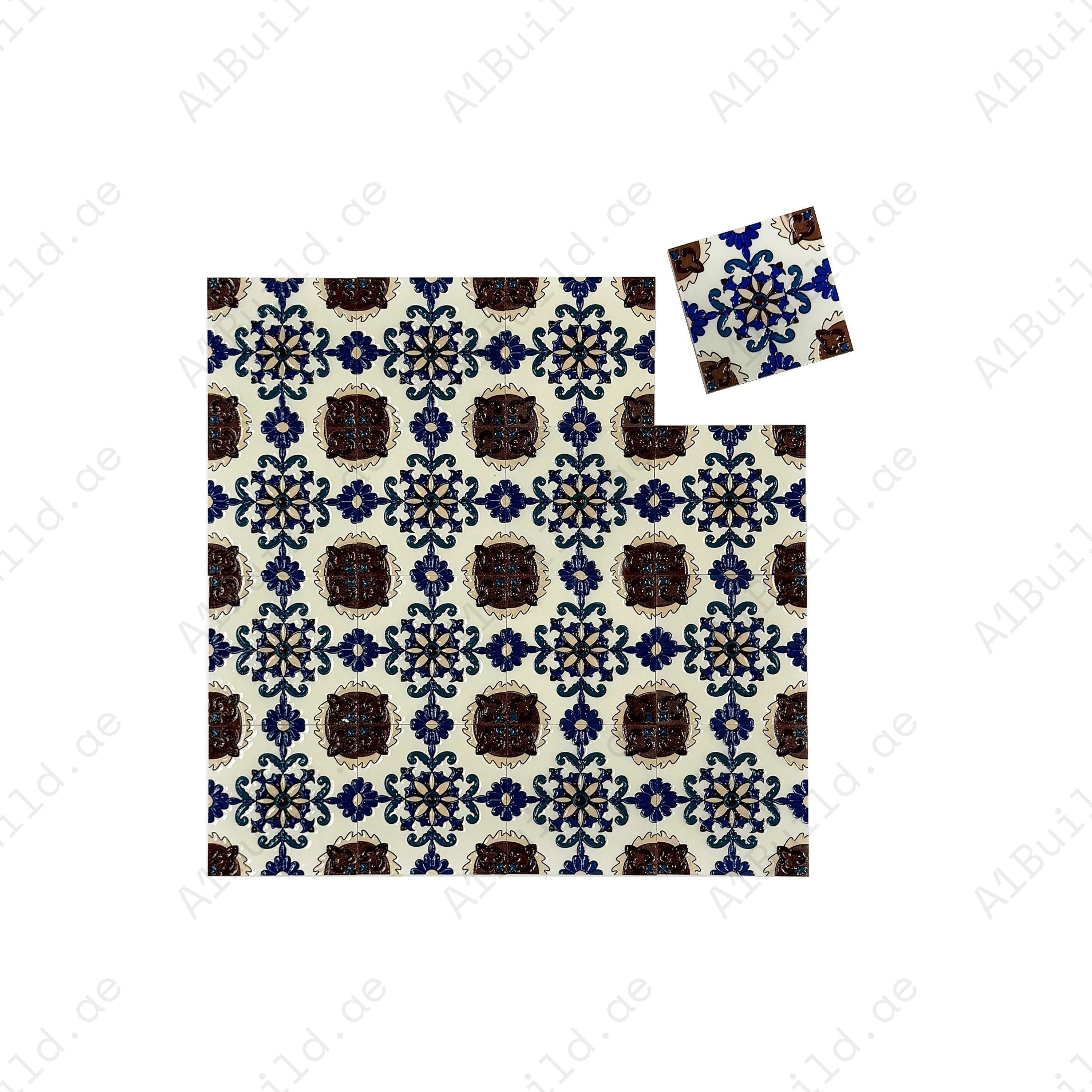 Desert Jewel Moroccan Style Glossy Ceramic Tile Pattern 10 offers elegant Moroccan artistry with a glossy surface. Perfect for walls, kitchens, and bathrooms.