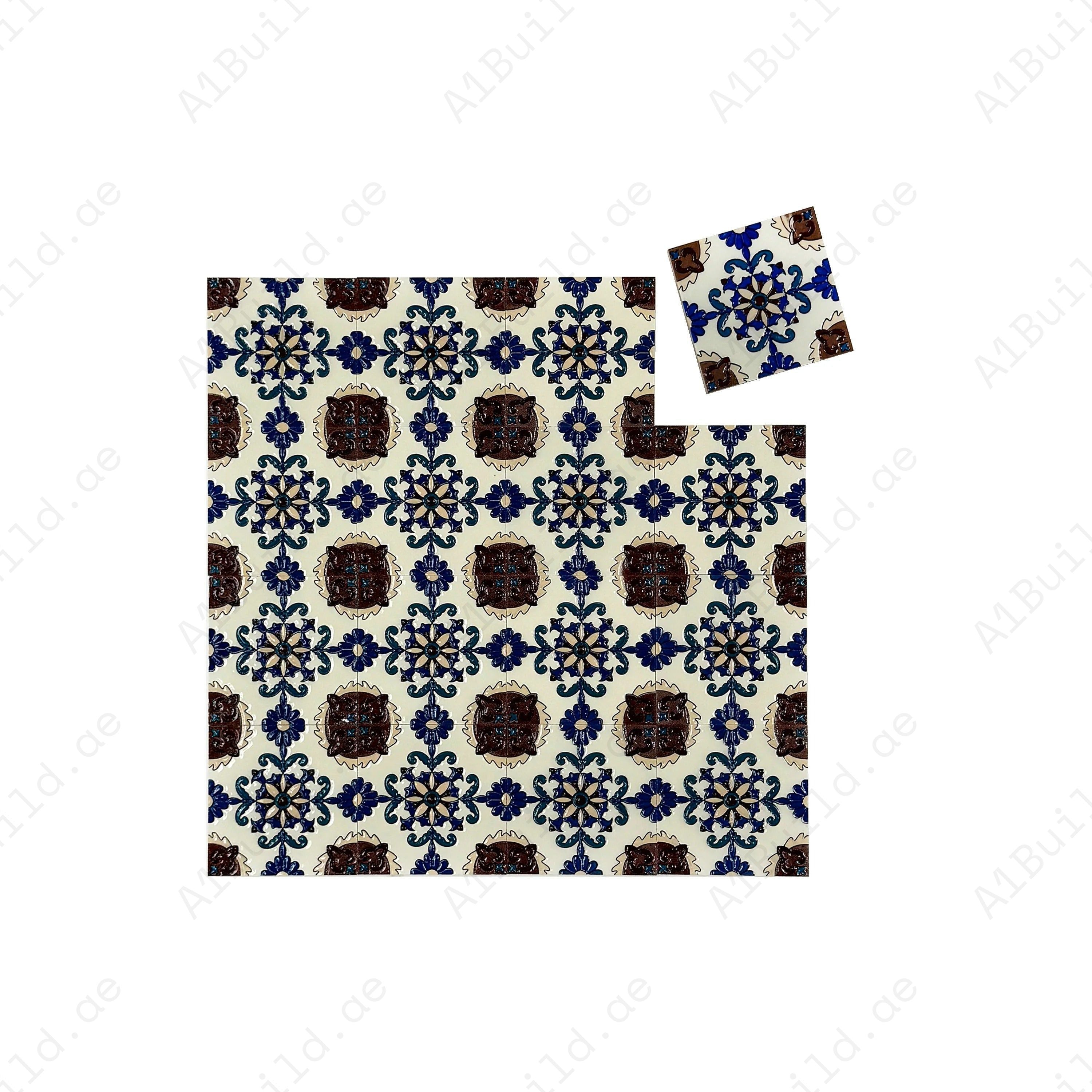 Desert Jewel Moroccan Style Glossy Ceramic Tile Pattern 10 offers elegant Moroccan artistry with a glossy surface. Perfect for walls, kitchens, and bathrooms.