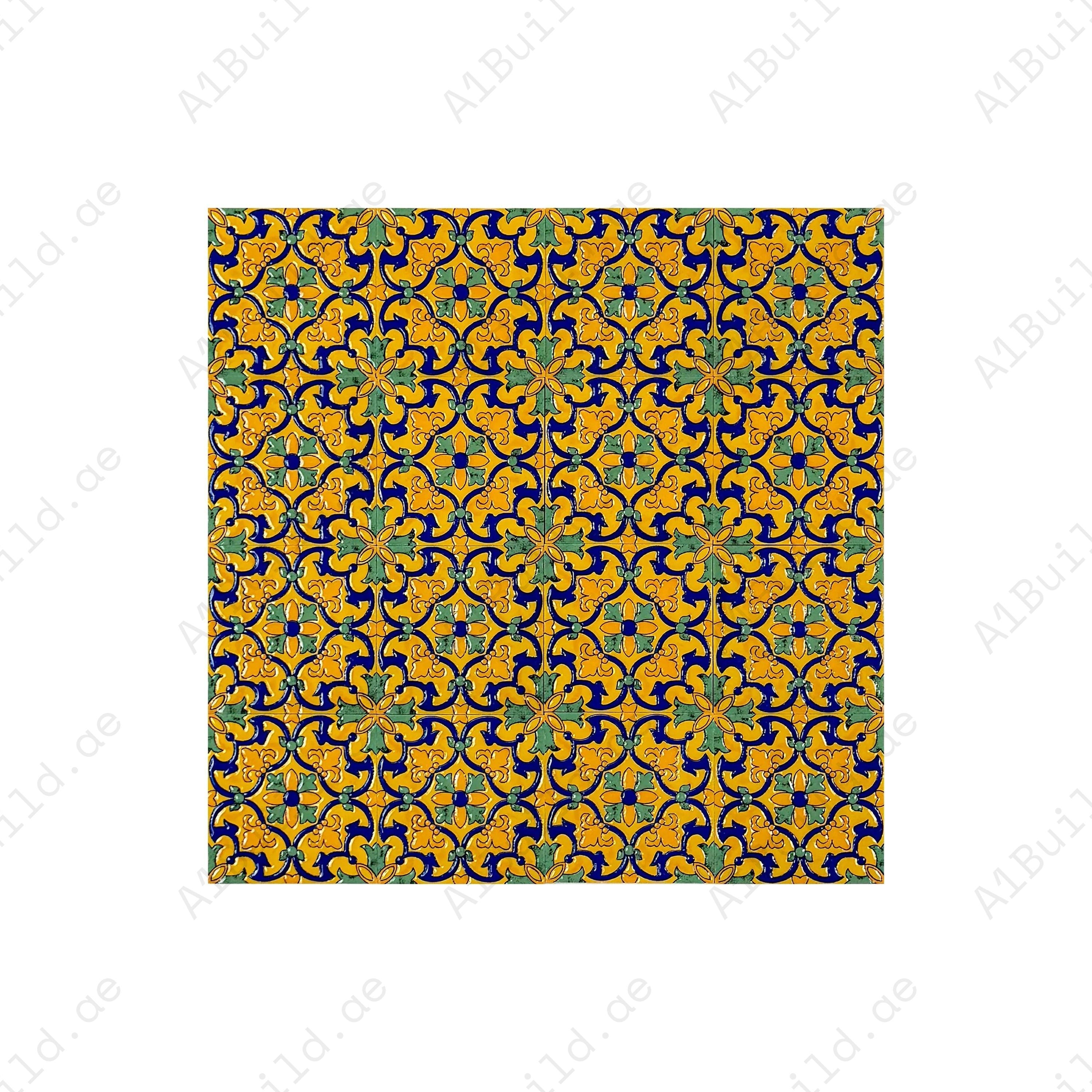 Desert Jewel Moroccan Style Glossy Ceramic Tile Pattern 12 brings elegance with Moroccan artistry and glossy finish. Perfect for kitchens, bathrooms, and walls.