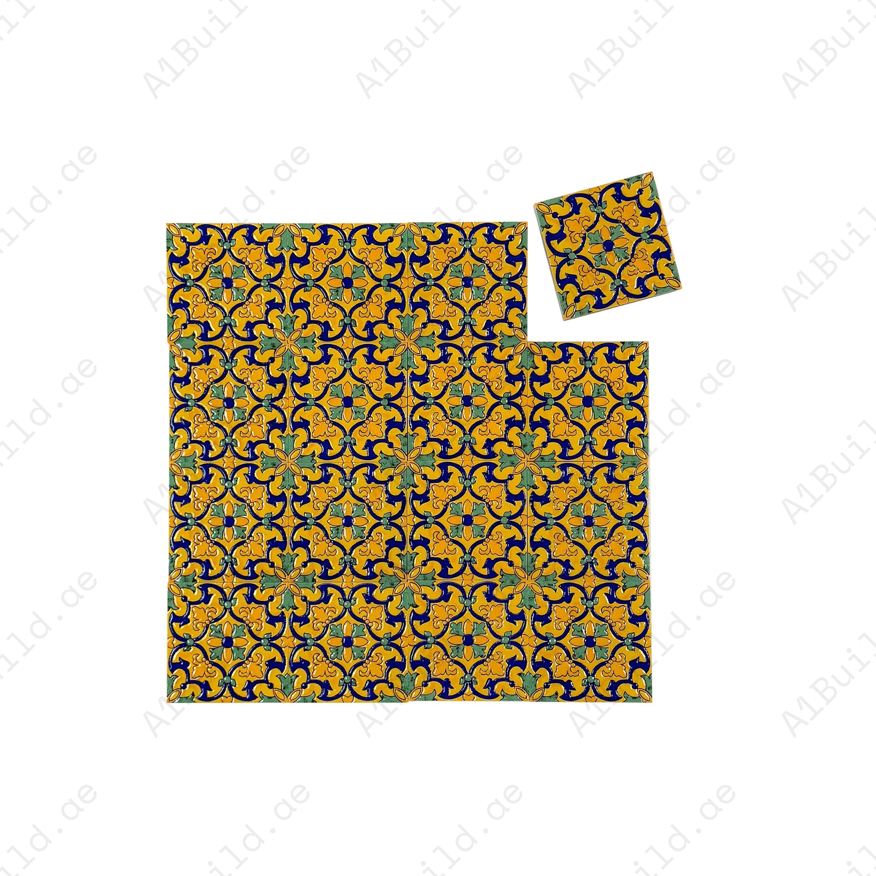 Desert Jewel Moroccan Style Glossy Ceramic Tile Pattern 12 brings elegance with Moroccan artistry and glossy finish. Perfect for kitchens, bathrooms, and walls.