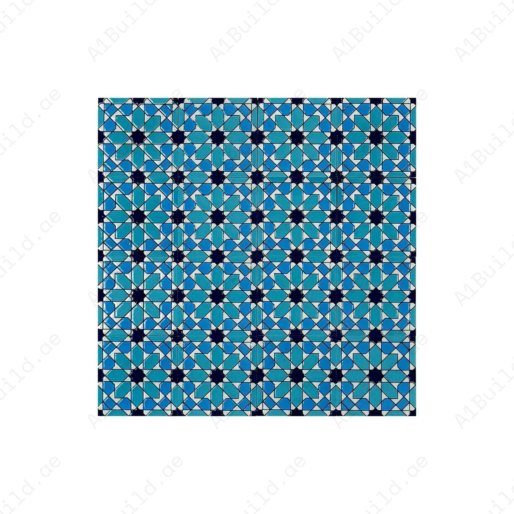 Desert Jewel Moroccan Style Glossy Ceramic Tile Pattern 16 blends Moroccan charm with durability and glossy finish. Perfect for kitchens, bathrooms, and walls.