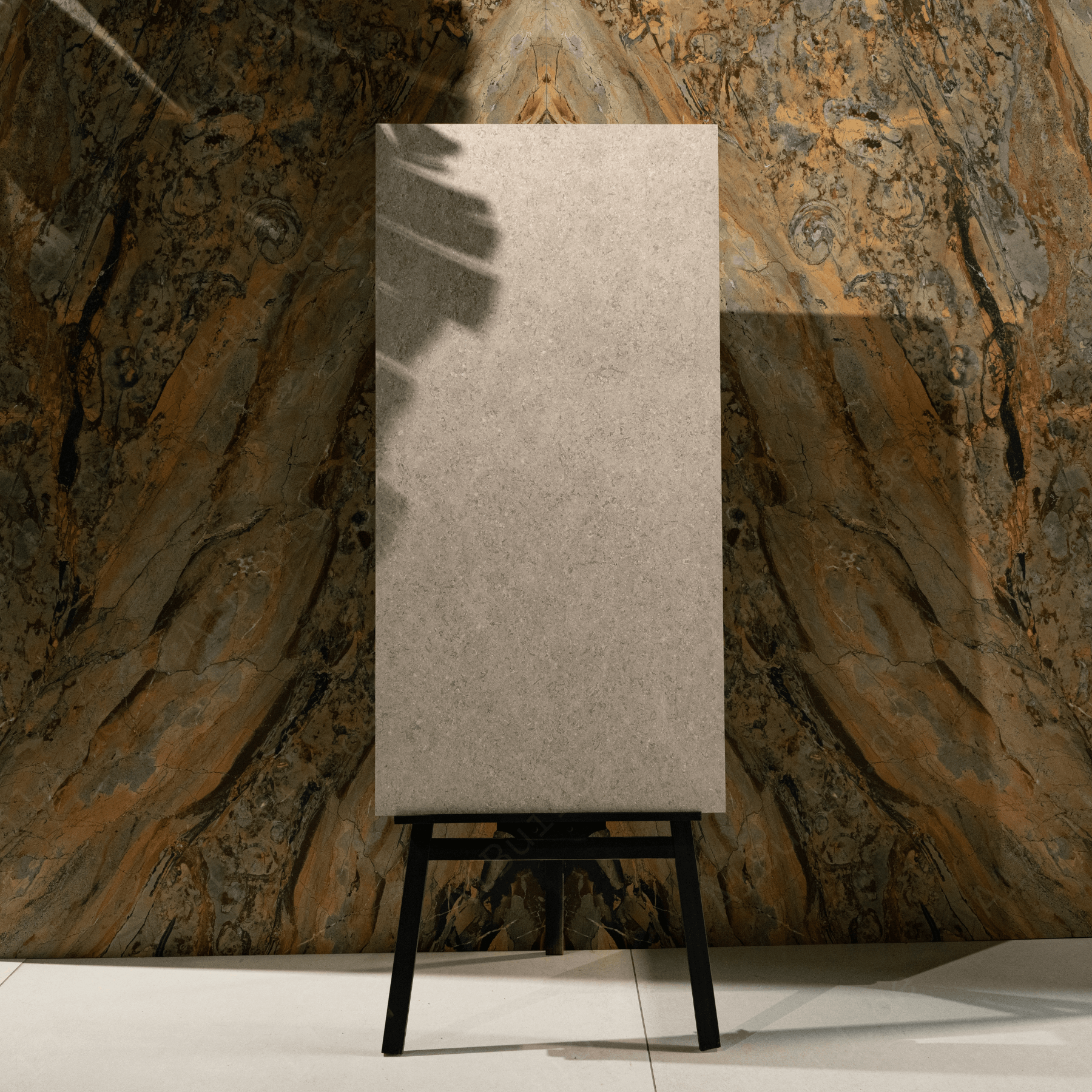 Dijon Limestone Taupe porcelain tile 60x120cm 2mm thickness, taupe stone look design, durable porcelain tile for modern floors and walls.