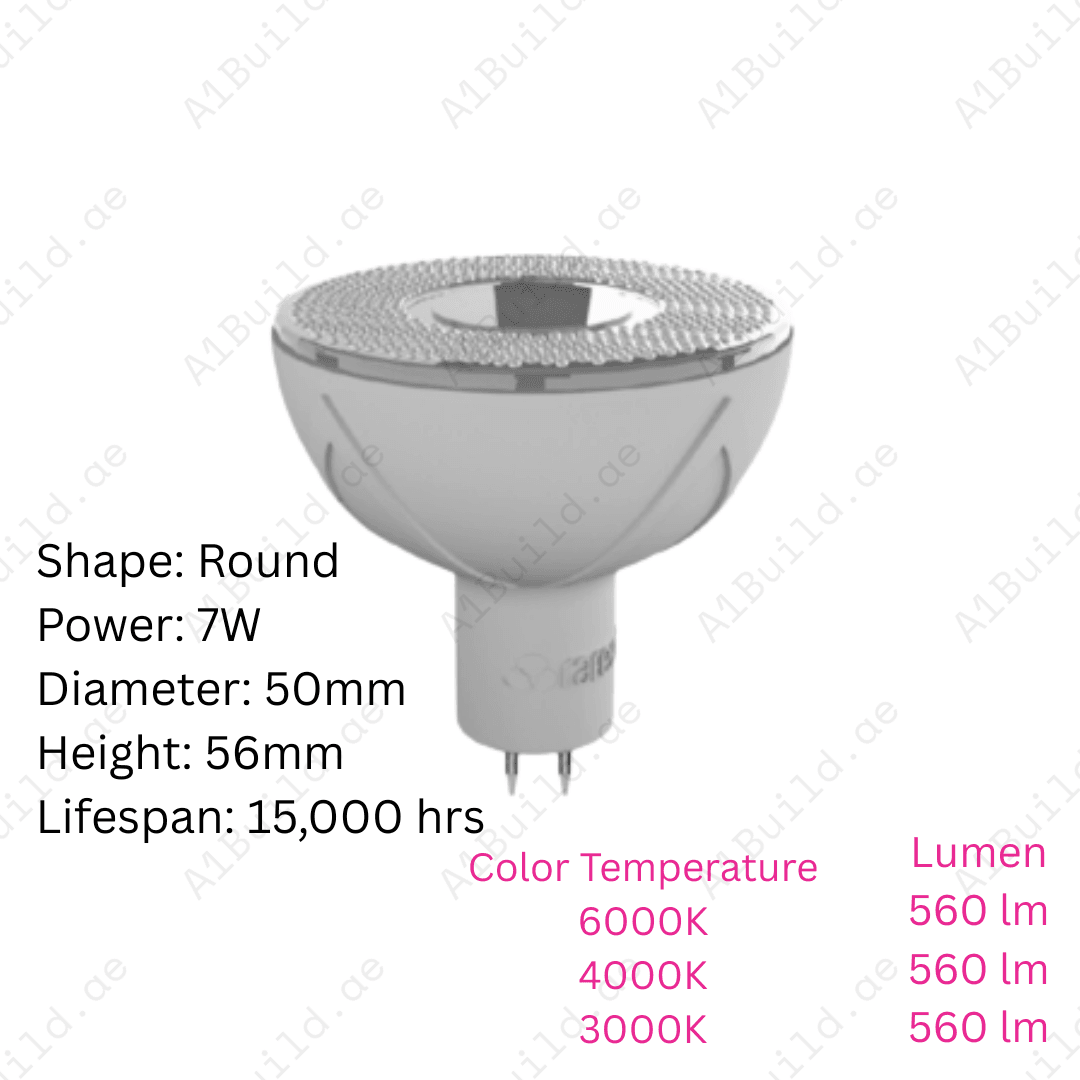 Dimmable MR16 LED Spotlight 7W 560lm. Energy-saving, dimmable, CRI>80, 38° beam, 6000K/4000K/3000K options, long 15,000hr lifespan — ideal for indoor lighting.!