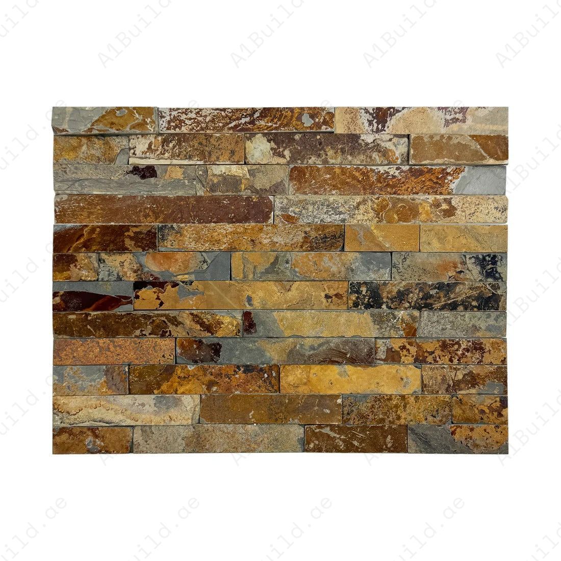 Discover Celestial Terra S1120 Rust Brown Slate Wall Cladding, 150x600 mm durable panels. Perfect for walls, fireplaces & facades. Natural slate stone beauty.