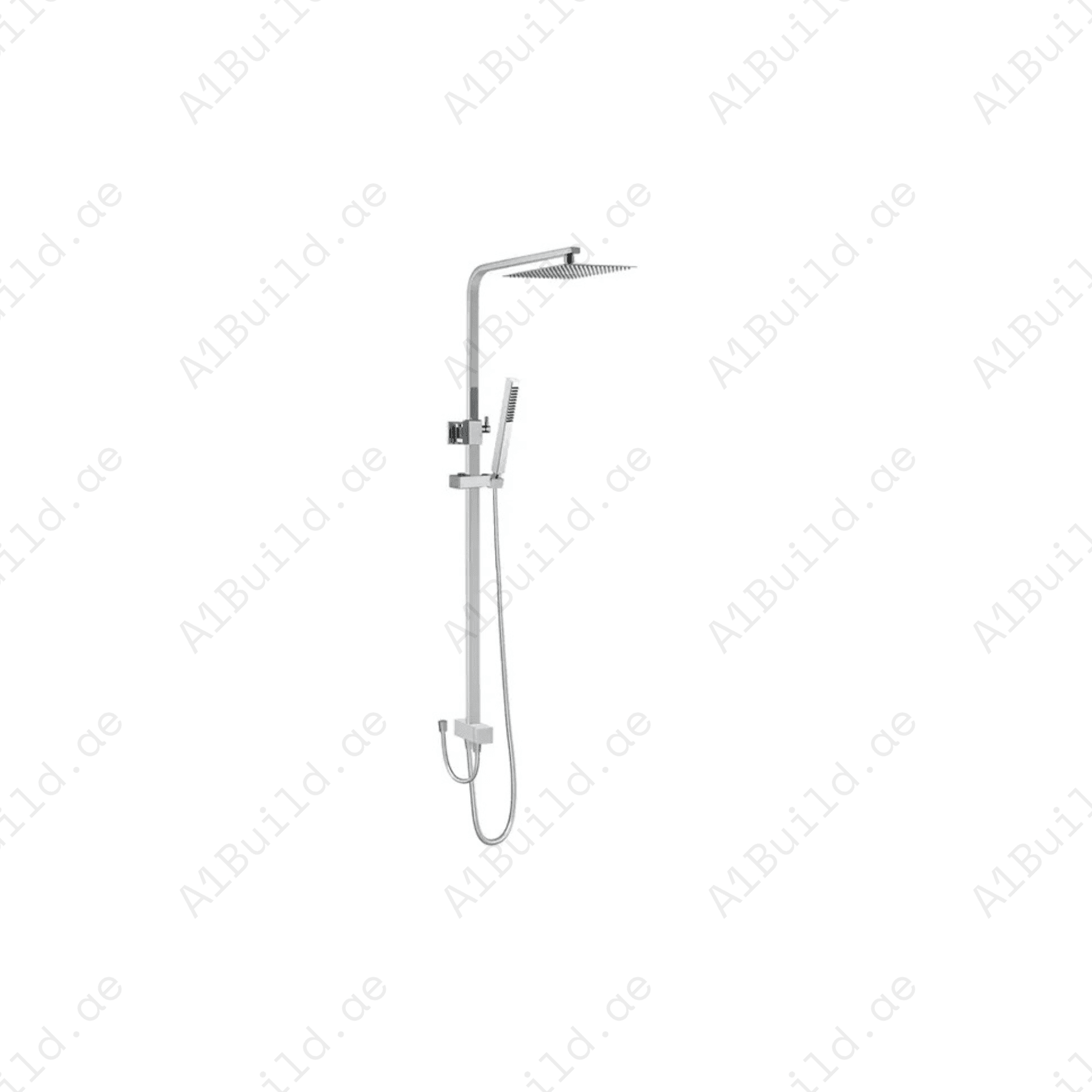 Dual Shower System DN 15 with Adjustable Riser Pipe, Hand and Head Shower