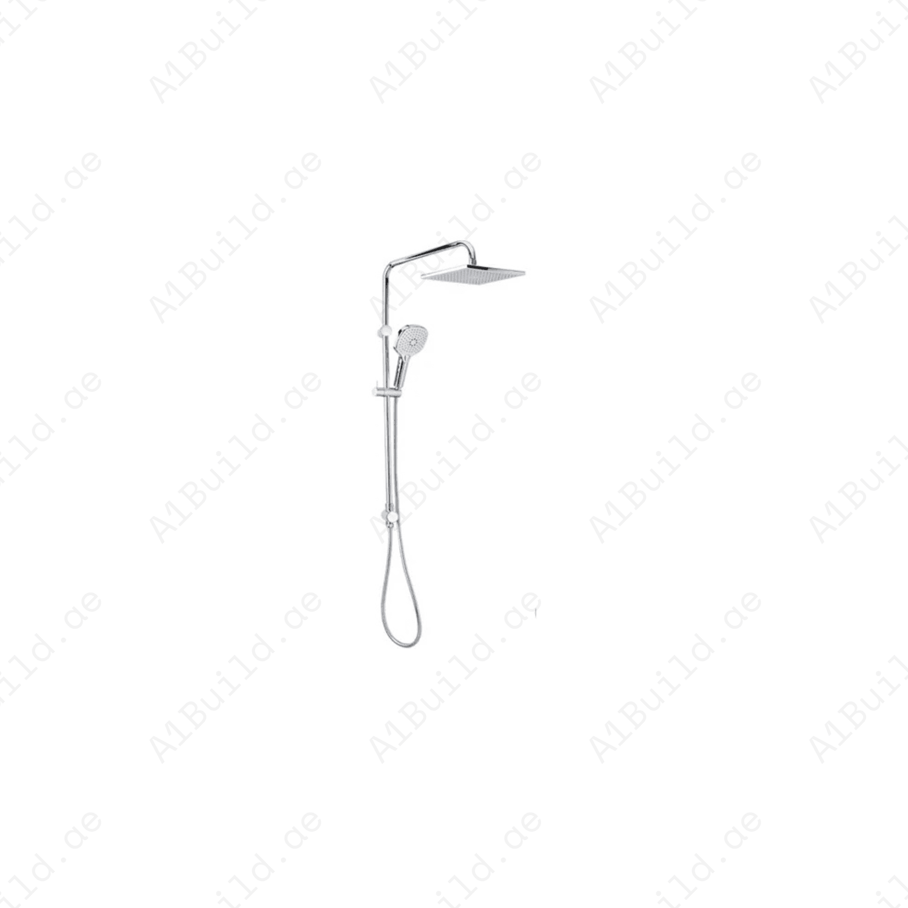 Dual Shower System Rectangular L-Shape Chrome Hand and Head Shower
