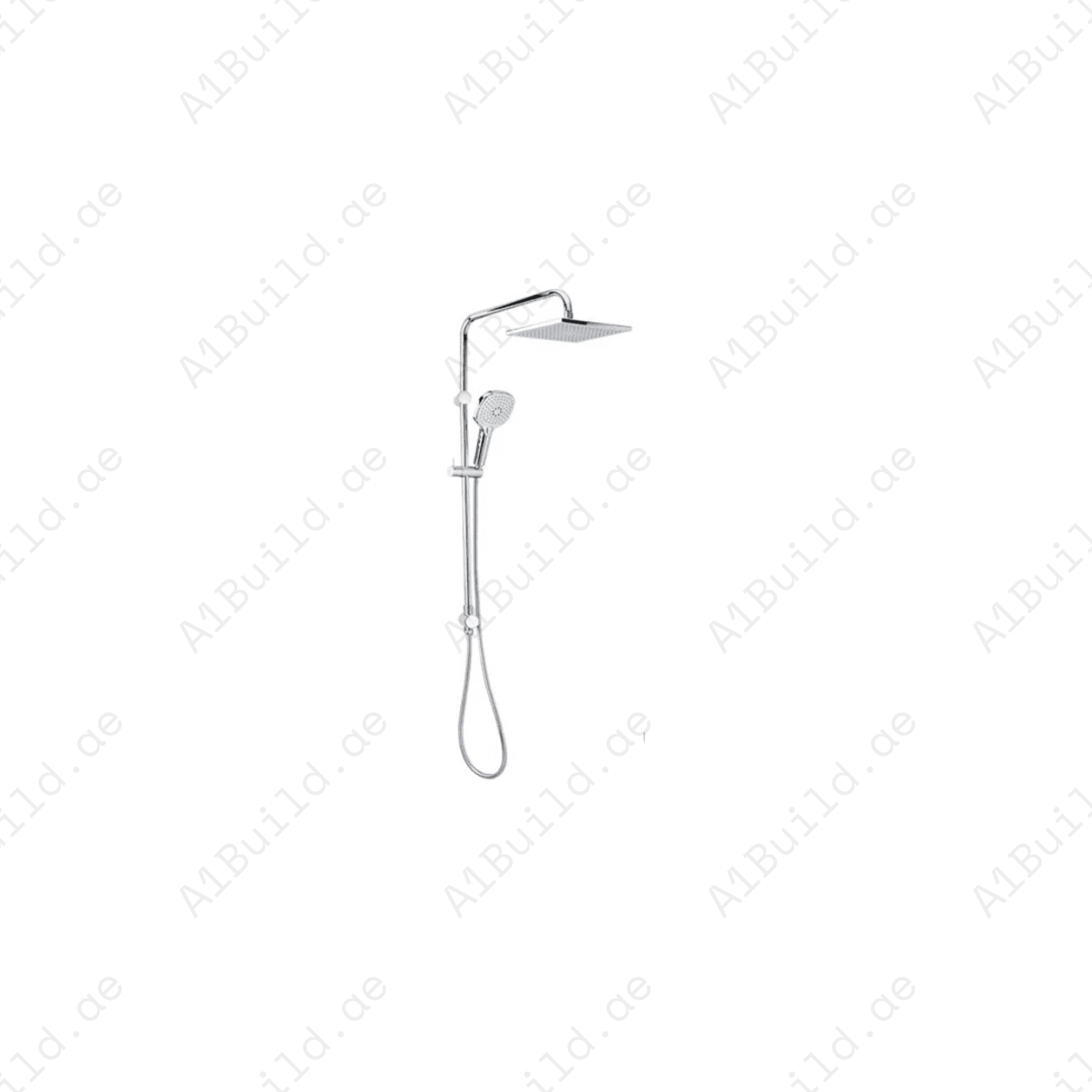 Dual Shower System Rectangular L-Shape Chrome Hand and Head Shower