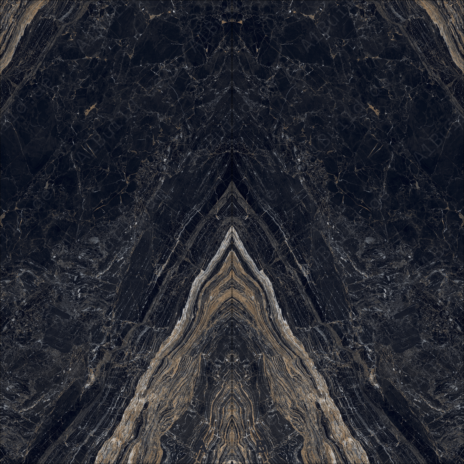 Elite Black High Gloss Book Match Porcelain Slabs | 120x240cm Elegant Black Tiles