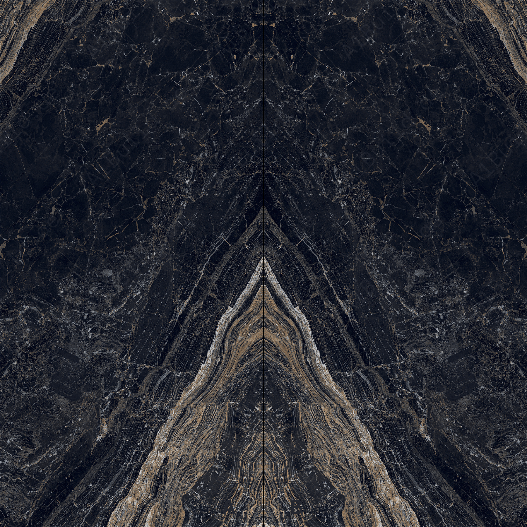 Elite Black High Gloss Book Match Porcelain Slabs | 120x240cm Elegant Black Tiles