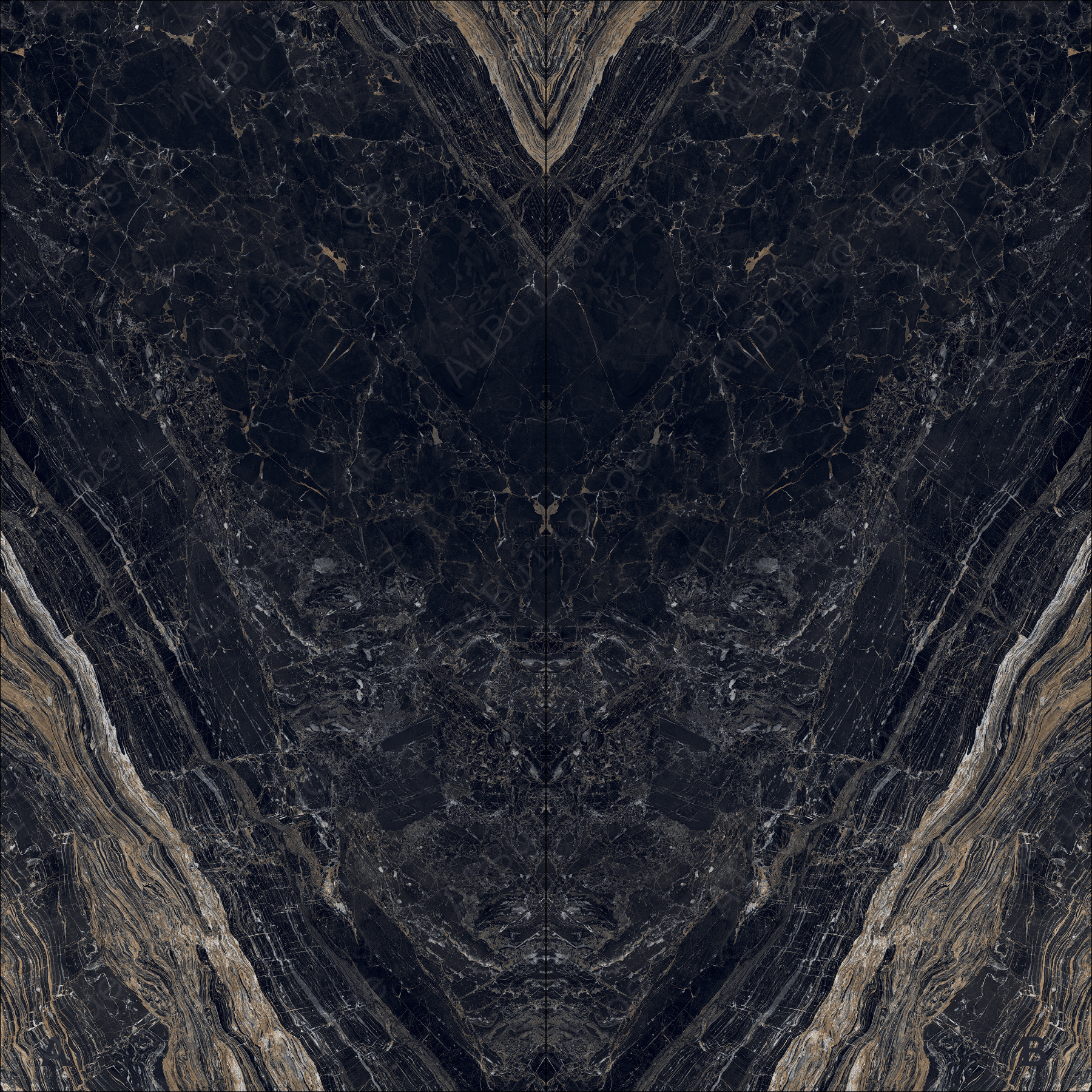 Elite Black High Gloss Book Match Porcelain Slabs | 120x240cm Elegant Black Tiles