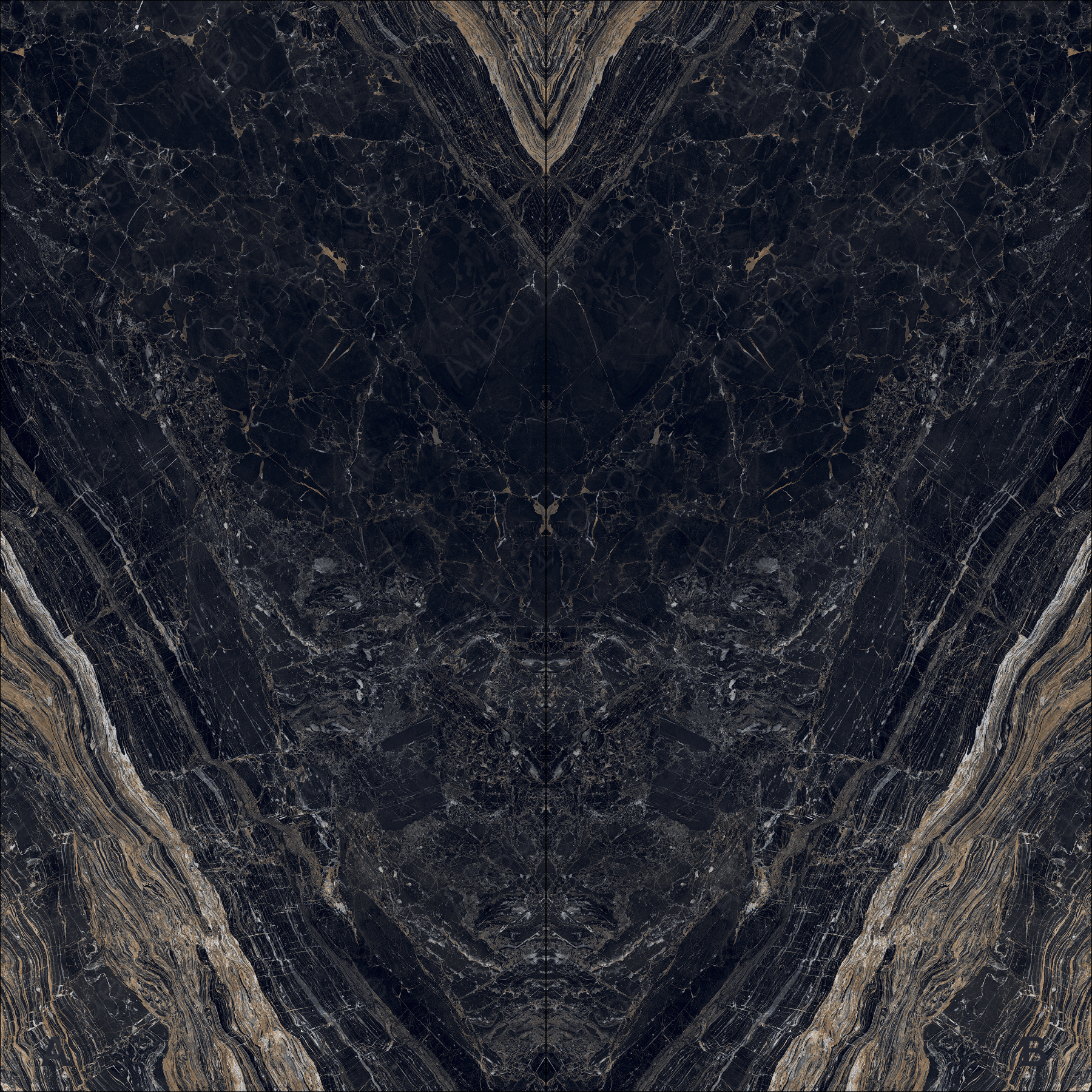 Elite Black High Gloss Book Match Porcelain Slabs | 120x240cm Elegant Black Tiles