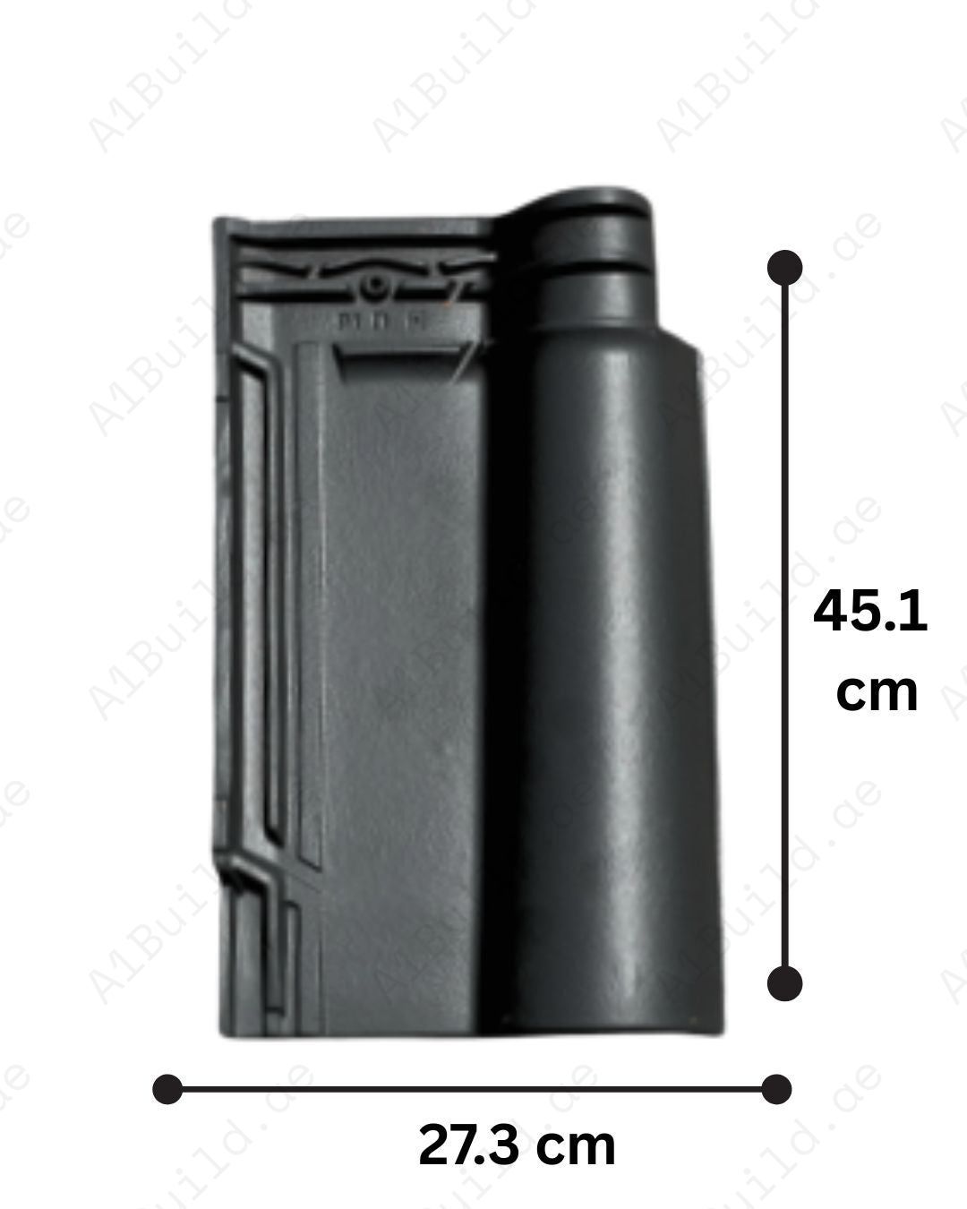 Ebano Dark Grey roof tile 45.1×27.3 cm with maximum durability and elegant finish. UV-resistant, lightweight installation, and only 12.5 tiles per m² needed.
