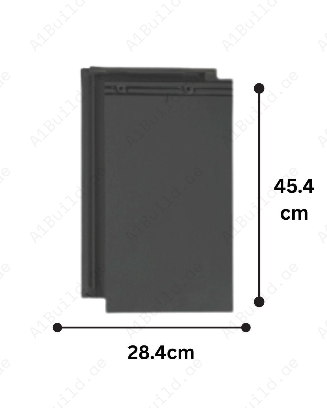 Ebano flat ceramic roof tile 45.4×28.4 cm — premium black finish, high durability, efficient coverage, perfect for modern luxury roofing.