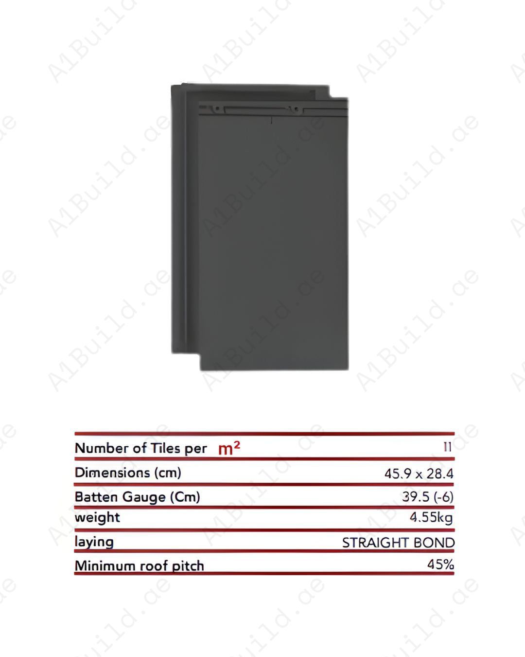 Ebano flat ceramic roof tile 45.4×28.4 cm — premium black finish, high durability, efficient coverage, perfect for modern luxury roofing.