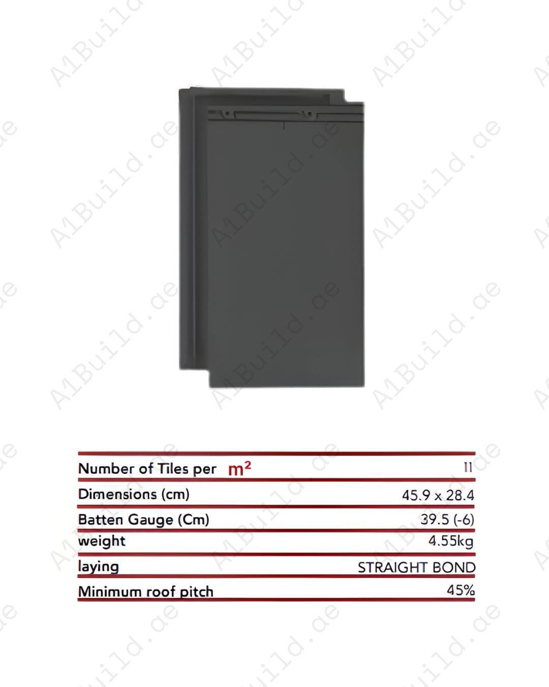 Ebano flat ceramic roof tile 45.4×28.4 cm — premium black finish, high durability, efficient coverage, perfect for modern luxury roofing.