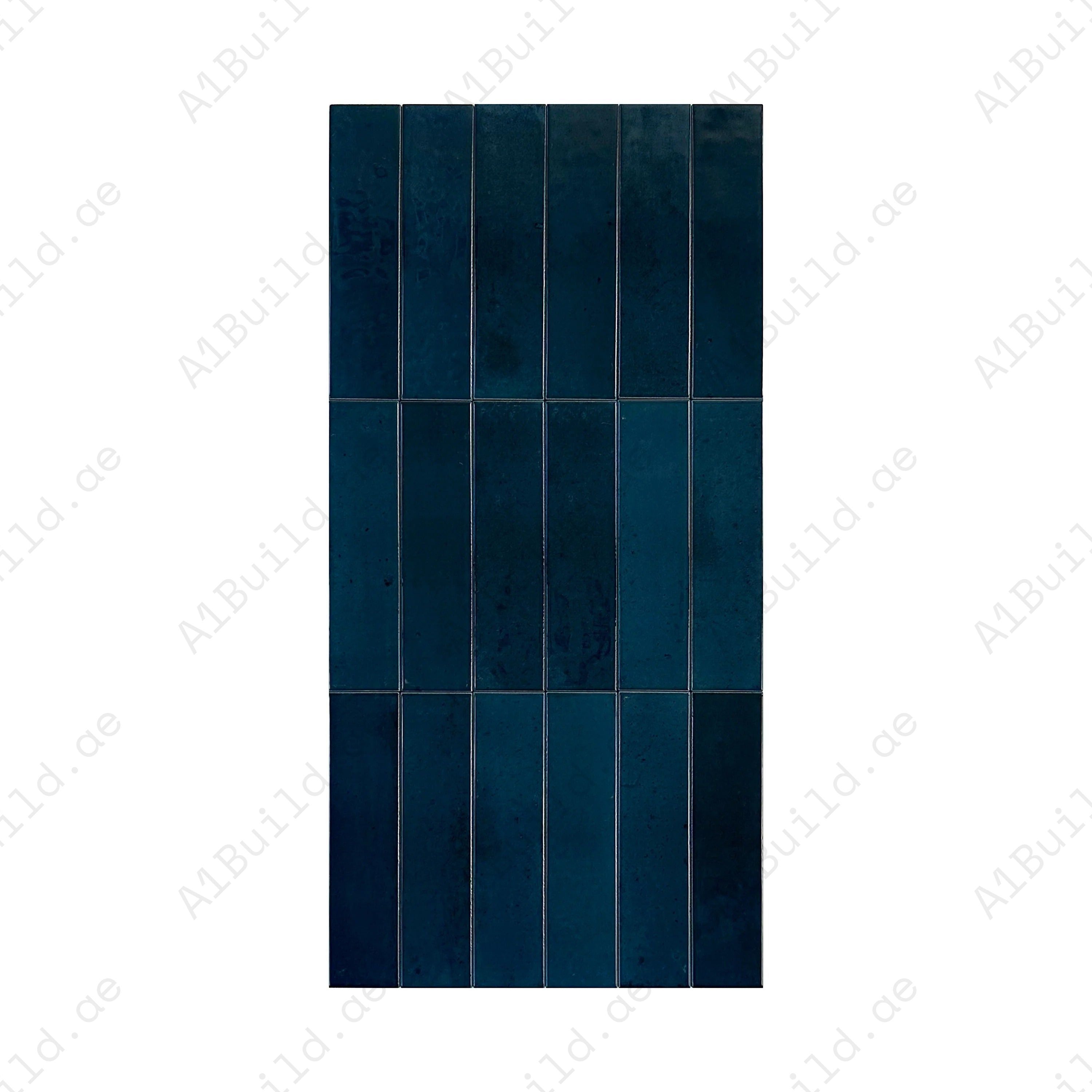 Elegant Contrast Deep Blue Glossy Porcelain Tiles durable, waterproof, and elegant. Perfect for kitchens, bathrooms, walls, floors, and modern outdoor designs.