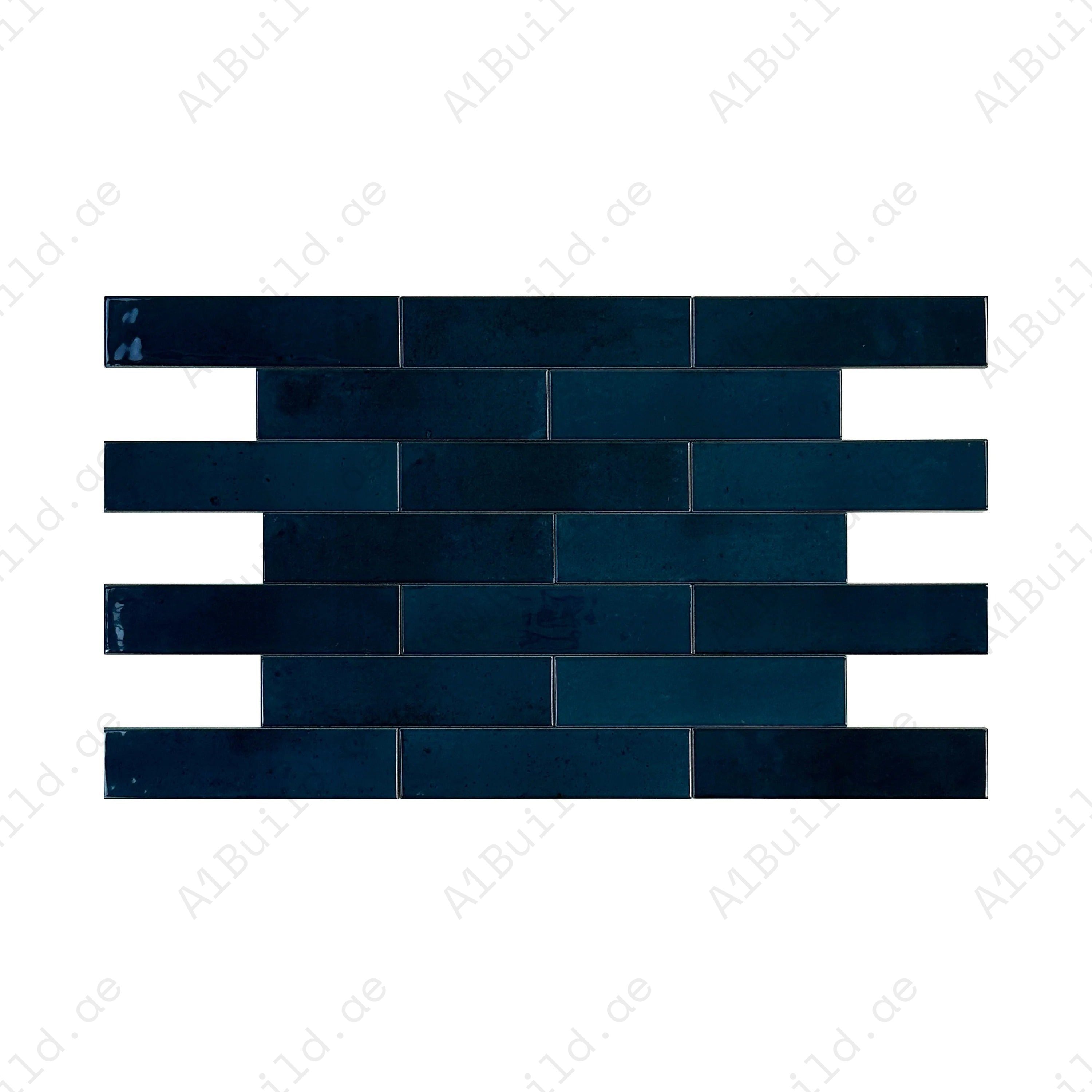 Elegant Contrast Deep Blue Glossy Porcelain Tiles durable, waterproof, and elegant. Perfect for kitchens, bathrooms, walls, floors, and modern outdoor designs.