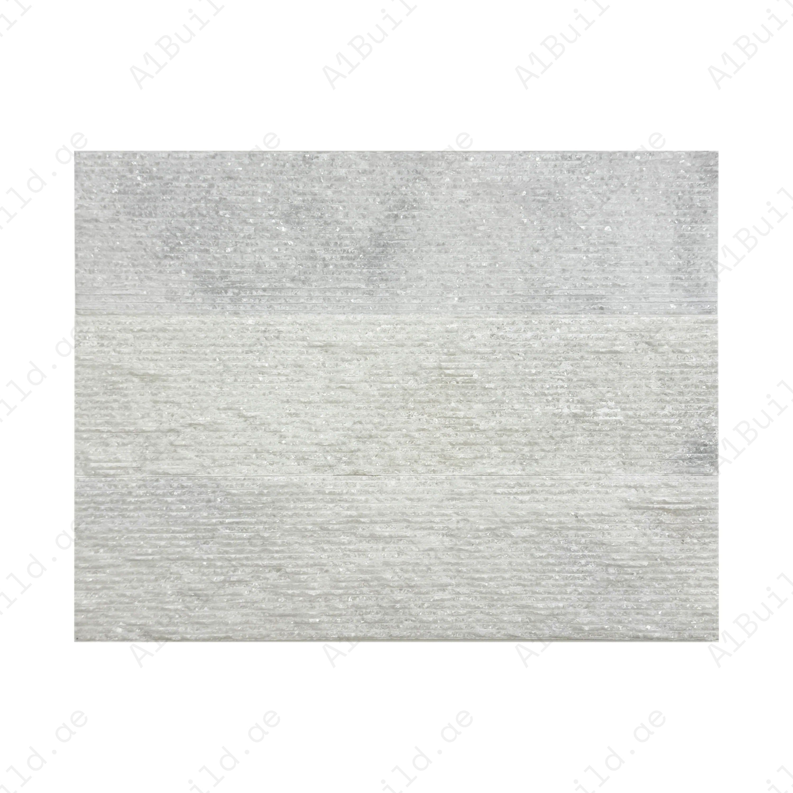 Elegant Crystal White Satin Finish Marble Wall Cladding from the Twilight Stream Series. Durable stone design for modern interiors and exterior facades.