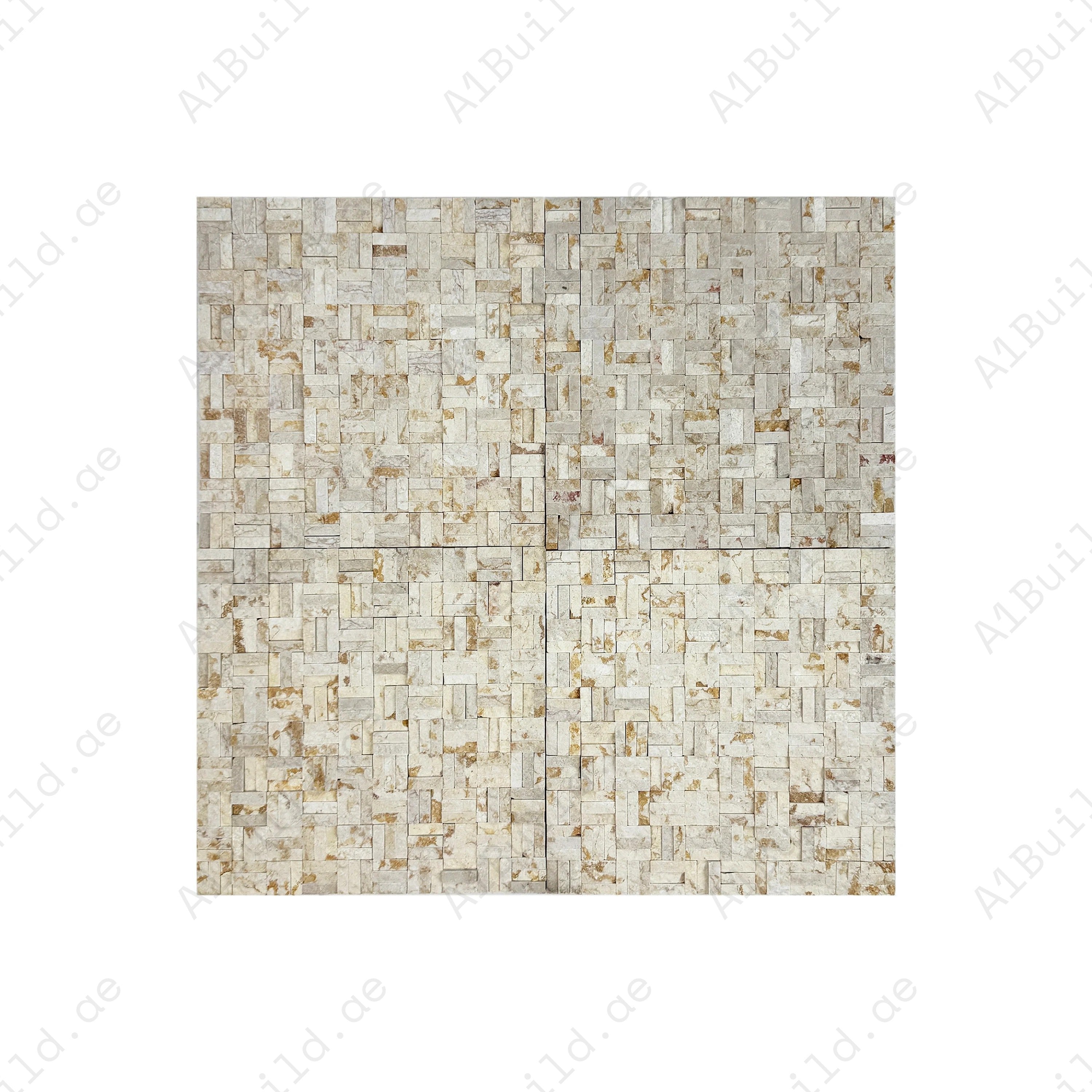 Elegant Sunny Beige marble mosaic tiles with split surface design, perfect for luxury walls and floors. Durable, timeless, and ideal for premium interiors.