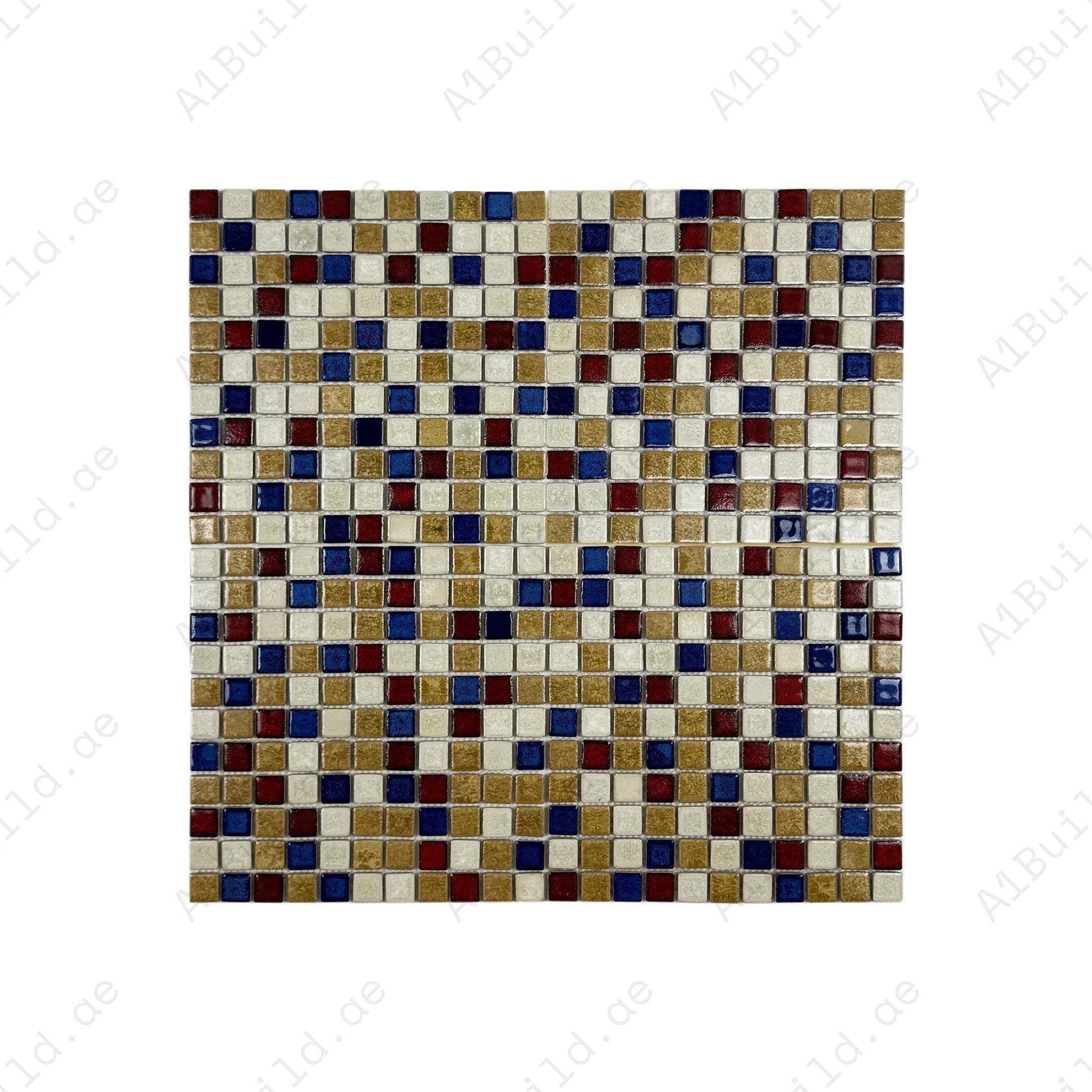 Elegant beige & red mixed porcelain mosaic with ice crack texture. Durable, slip-resistant, and perfect for walls, backsplashes, and decorative interior designs.