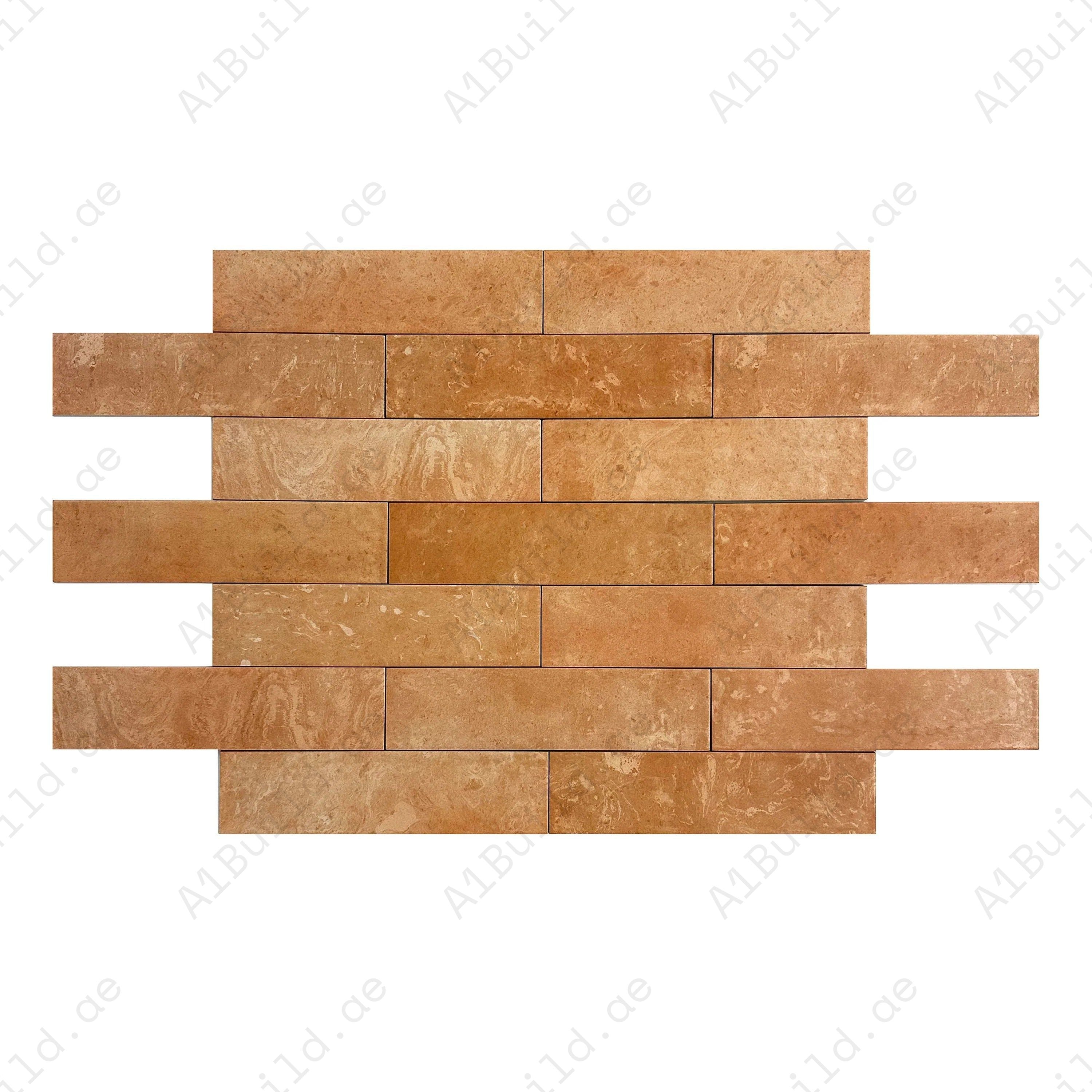 Elegant pink matte porcelain tile with a long-strip design. Durable, waterproof & stain-resistant, perfect for kitchens, bathrooms, and modern interiors.