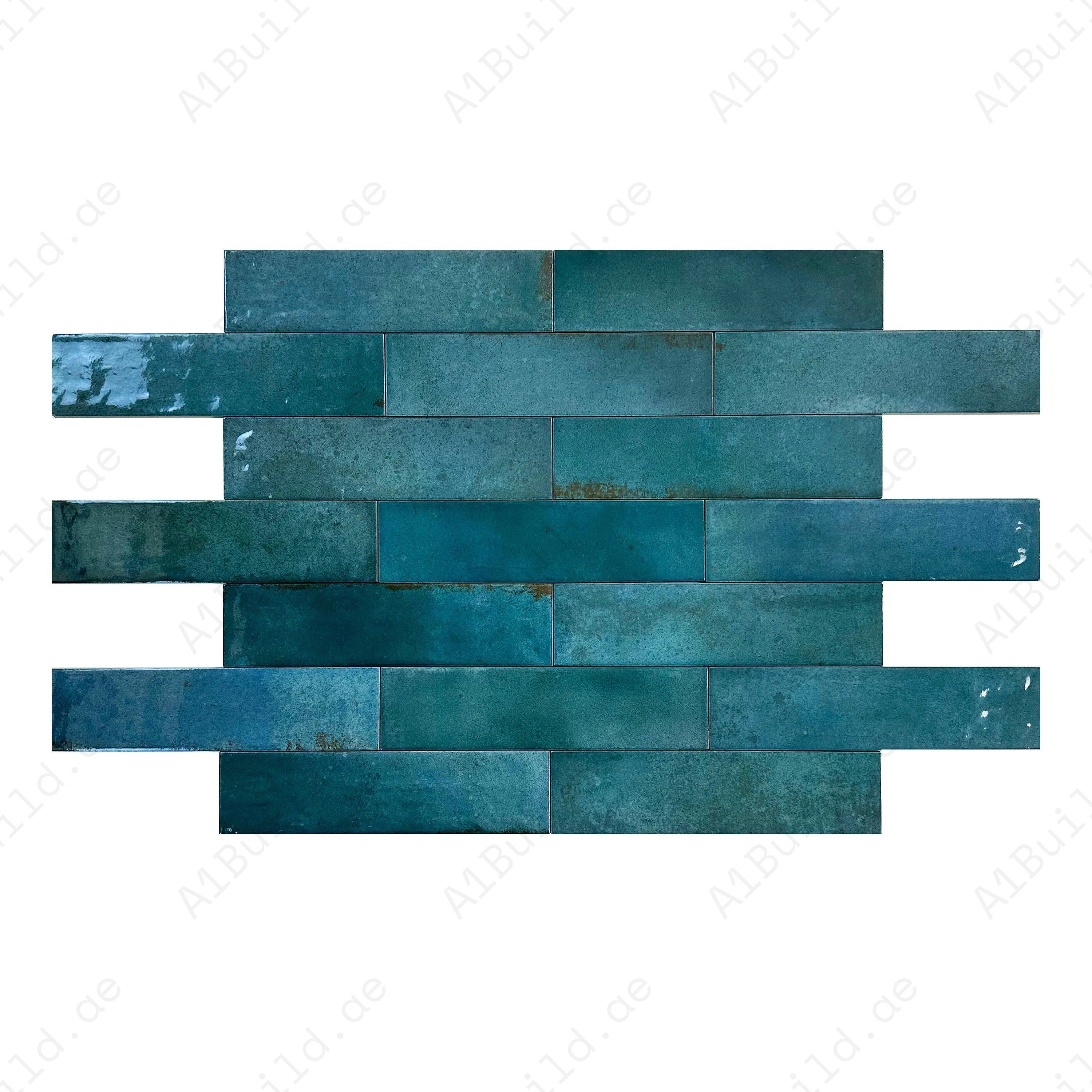 Elevate interiors with Dark Green Glossy Porcelain Artisanal Tile. Durable, water-resistant, and stylish, perfect for kitchens, bathrooms, and feature walls.